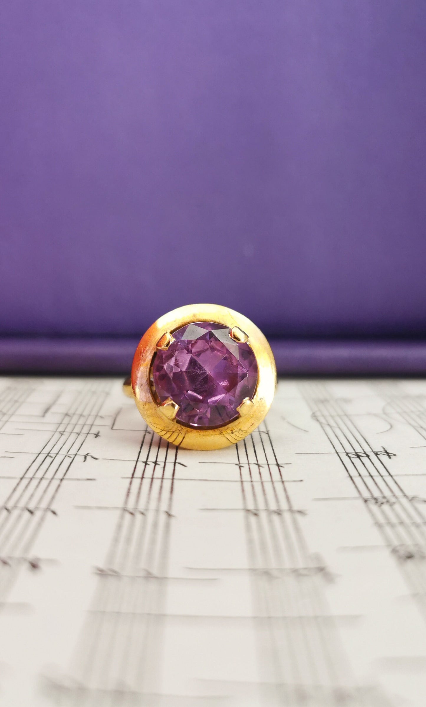Vintage French 18K Gold Amethyst Cocktail Ring