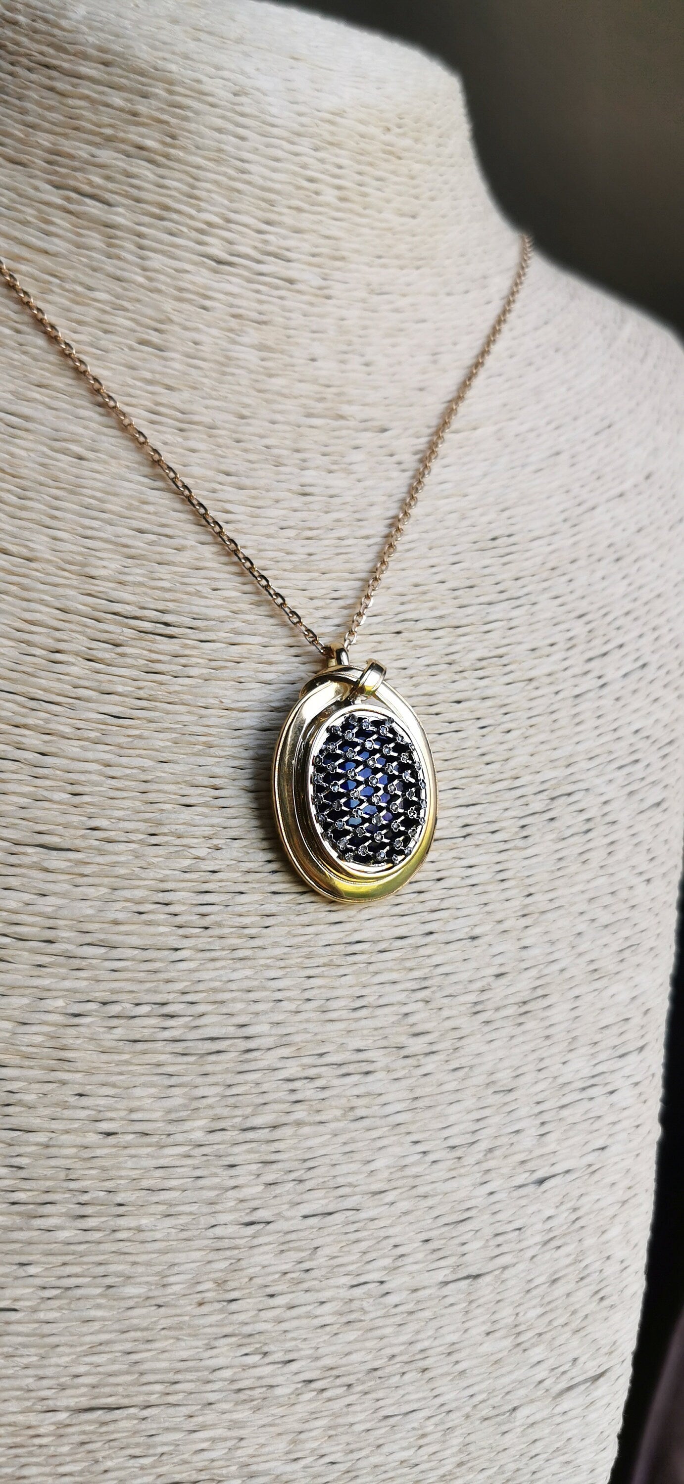 1850s Victorian 18K Gold Diamond Enamel Pendant