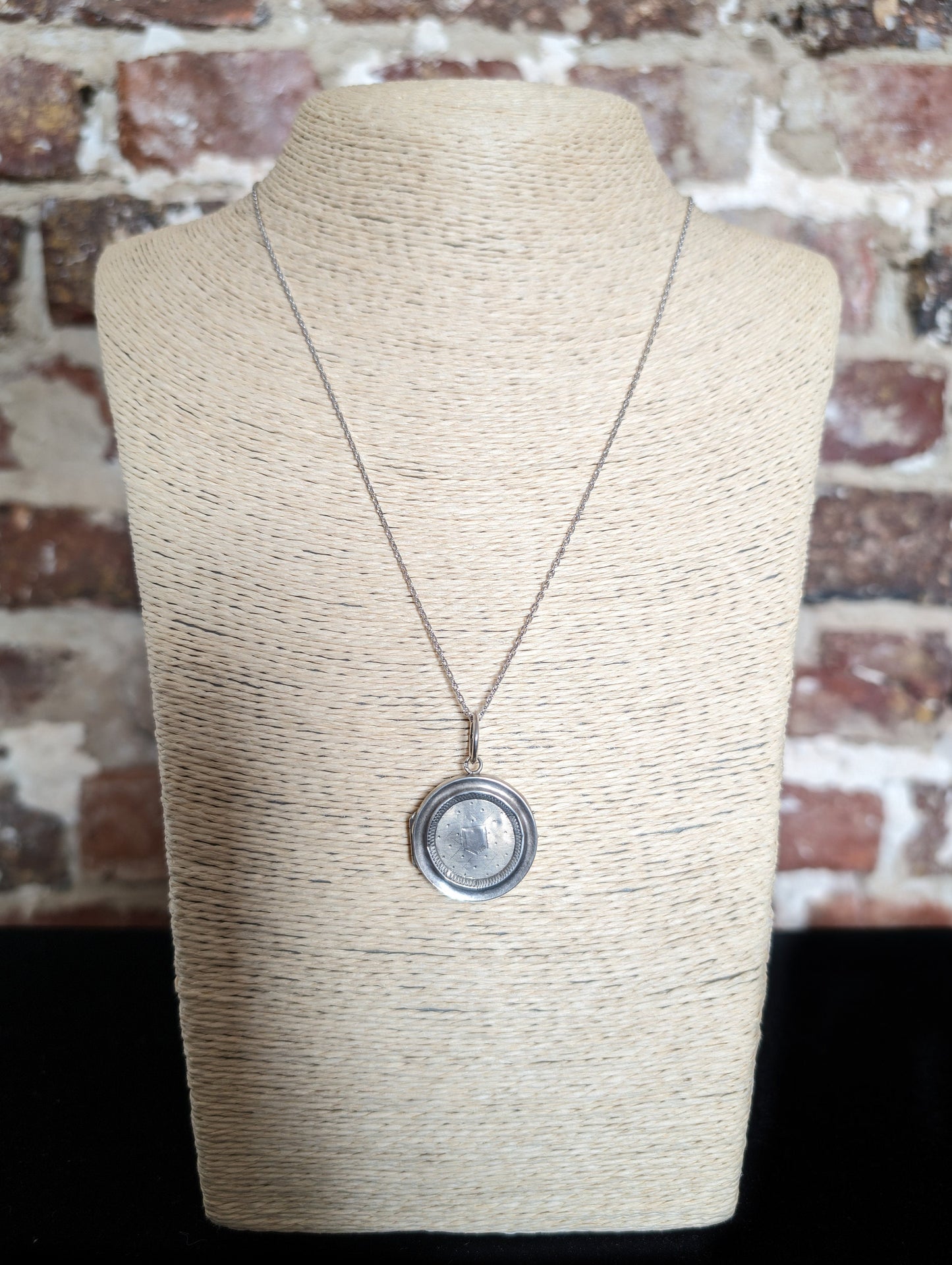 Antique French Edwardian Silver Locket: Engraved Design