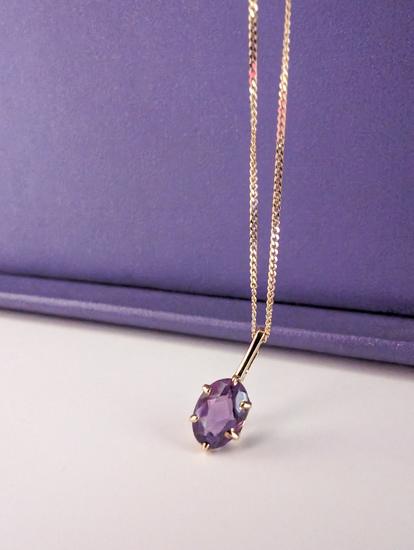 Vintage 18k Gold Amethyst Pendant: Spiritual Healing Charm