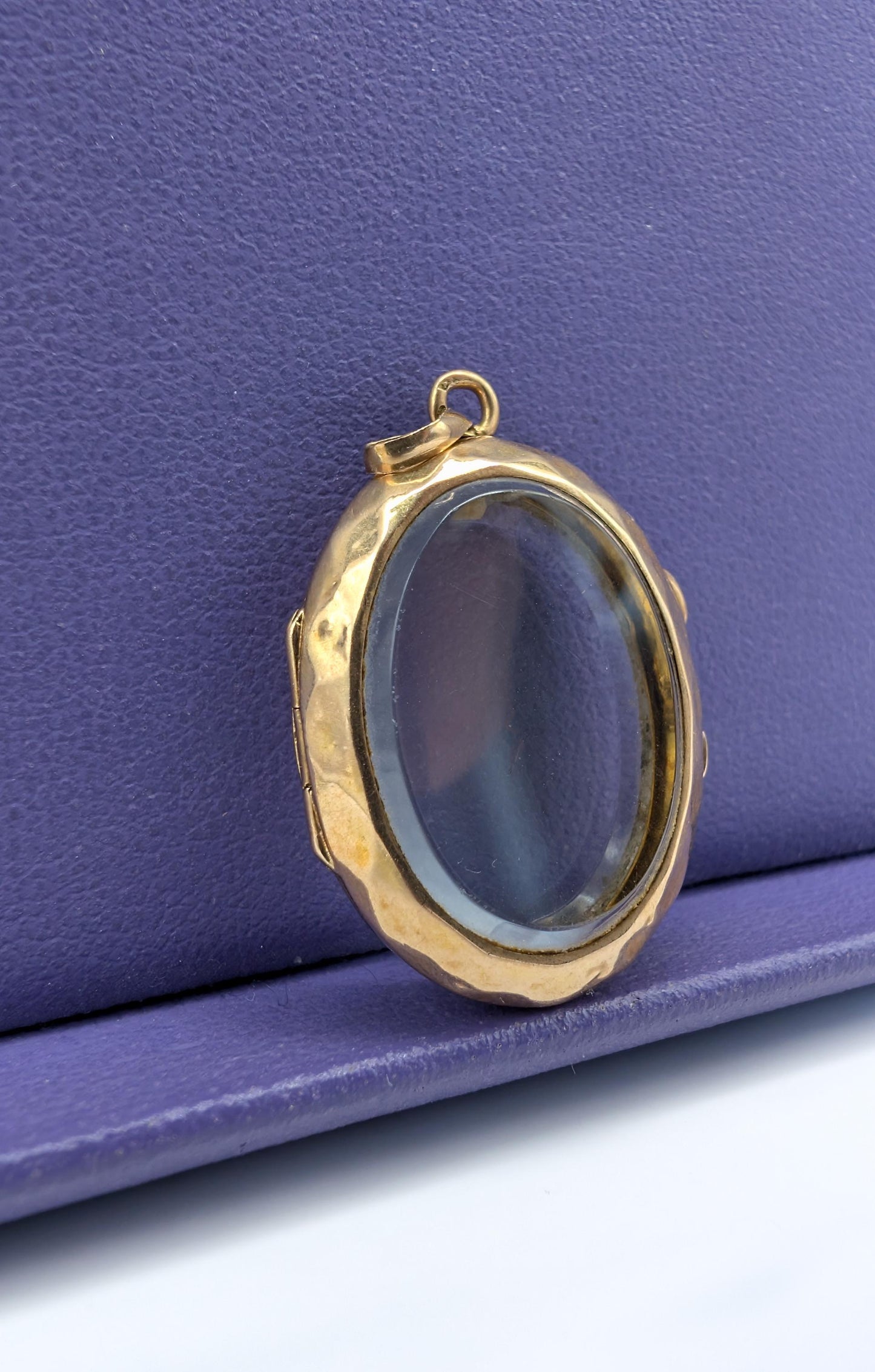 18k Gold Beveled Glass Locket - French Napoleon III Shaker Locket