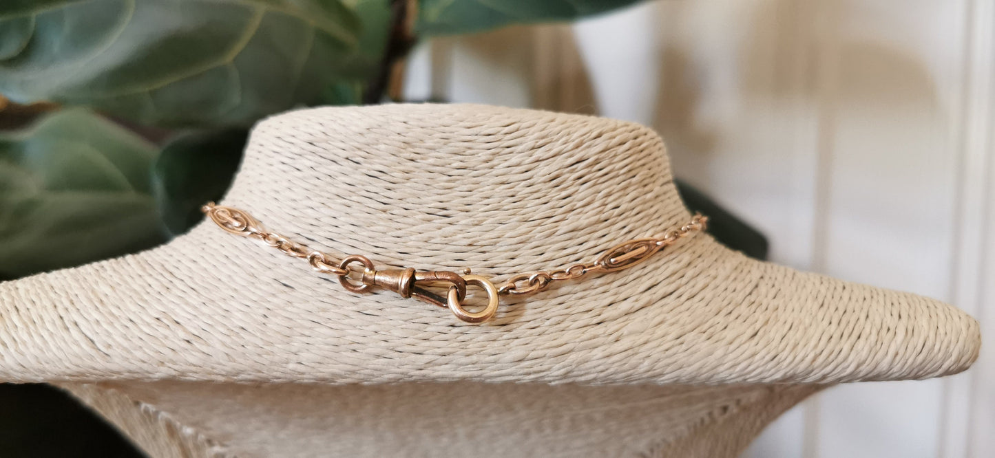 Antique French Gold Filled Watch Chain with Swivel Clip Clasp Gift for her