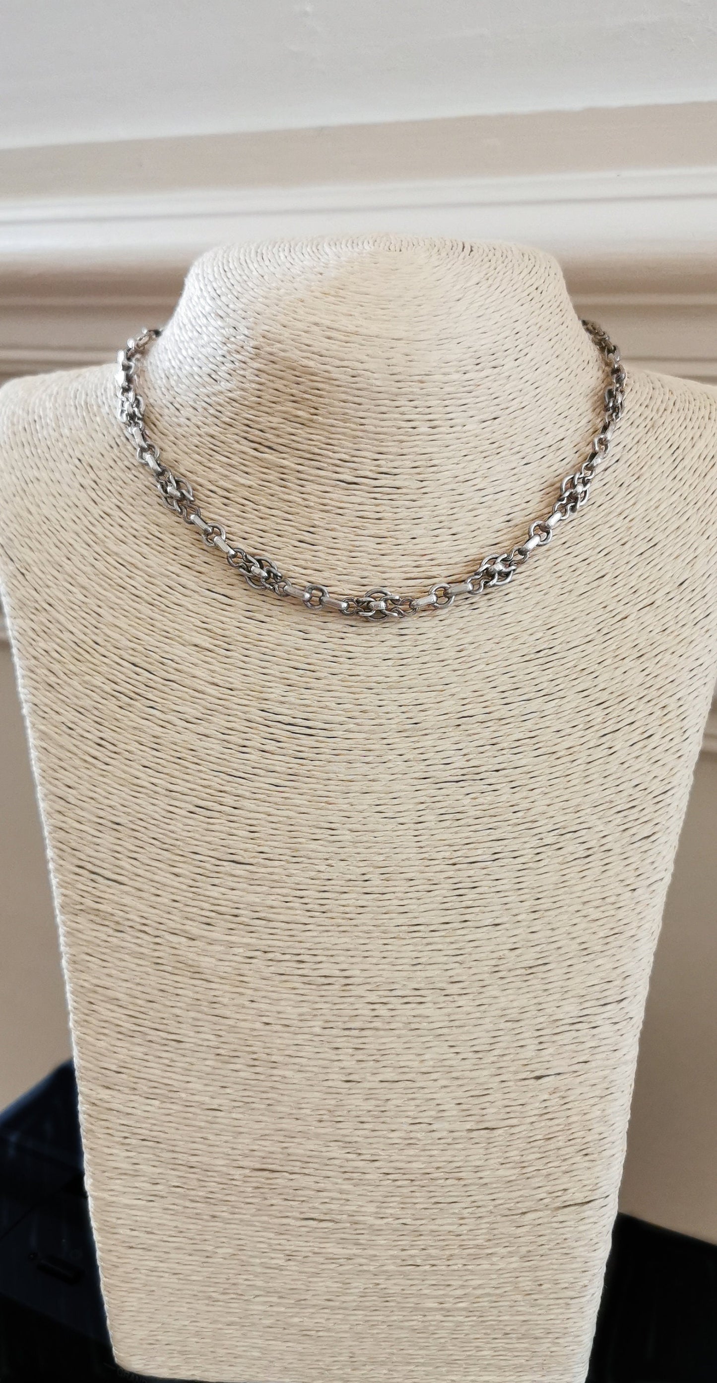 1890s Antique French Victorian choker Chain Antique Silver Necklace Antique french chain Antique watch chain gift for Her