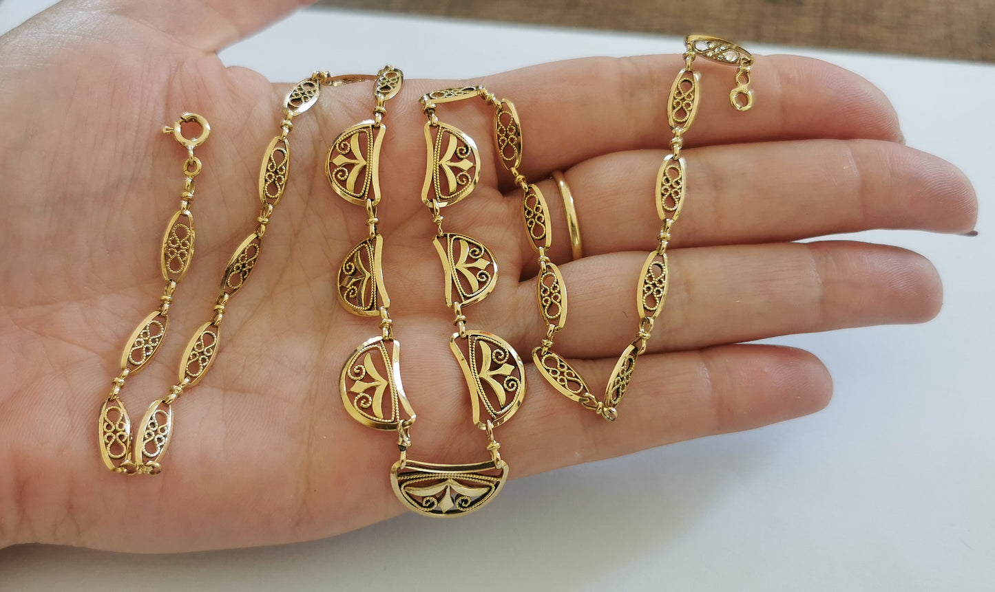 18K Edwardian Drapery Necklace 1900 Antique Drapery Necklace Antique French Gold Filigree Chain gift for her Gold Necklace