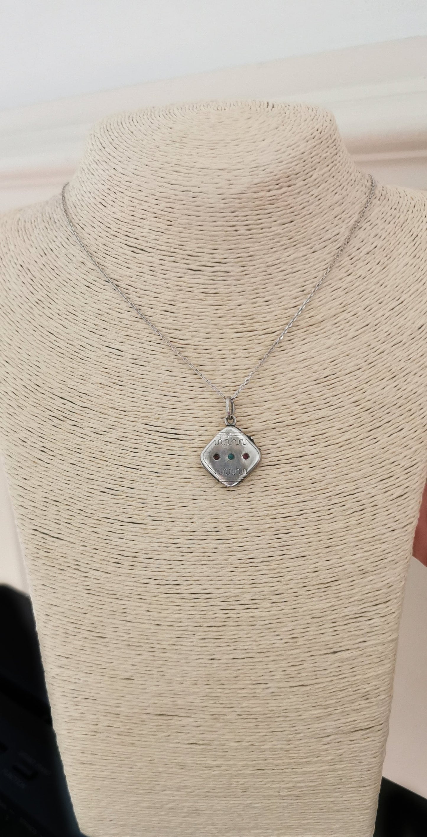 Antique French Art deco silver locket pendant with engraved frame gift for her Antique Photo holder