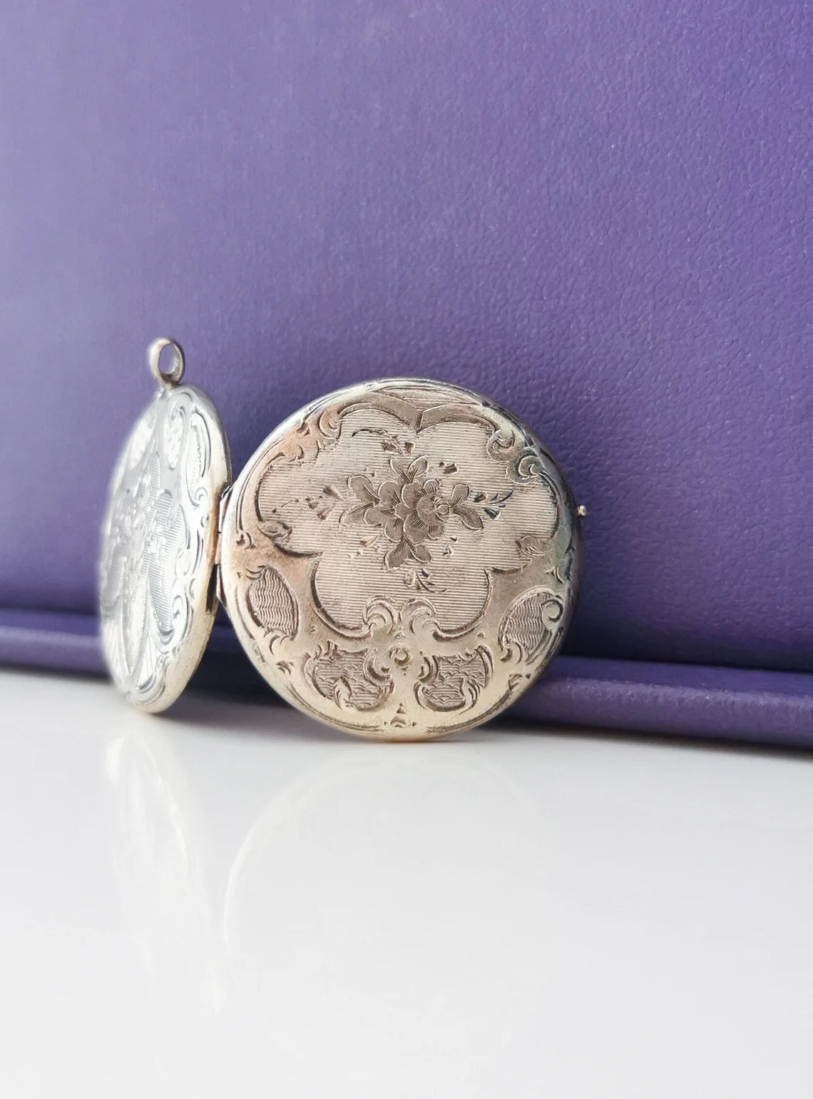 1890s Antique Locket Art Nouveau Silver Photo Holder Locket Gift for Her