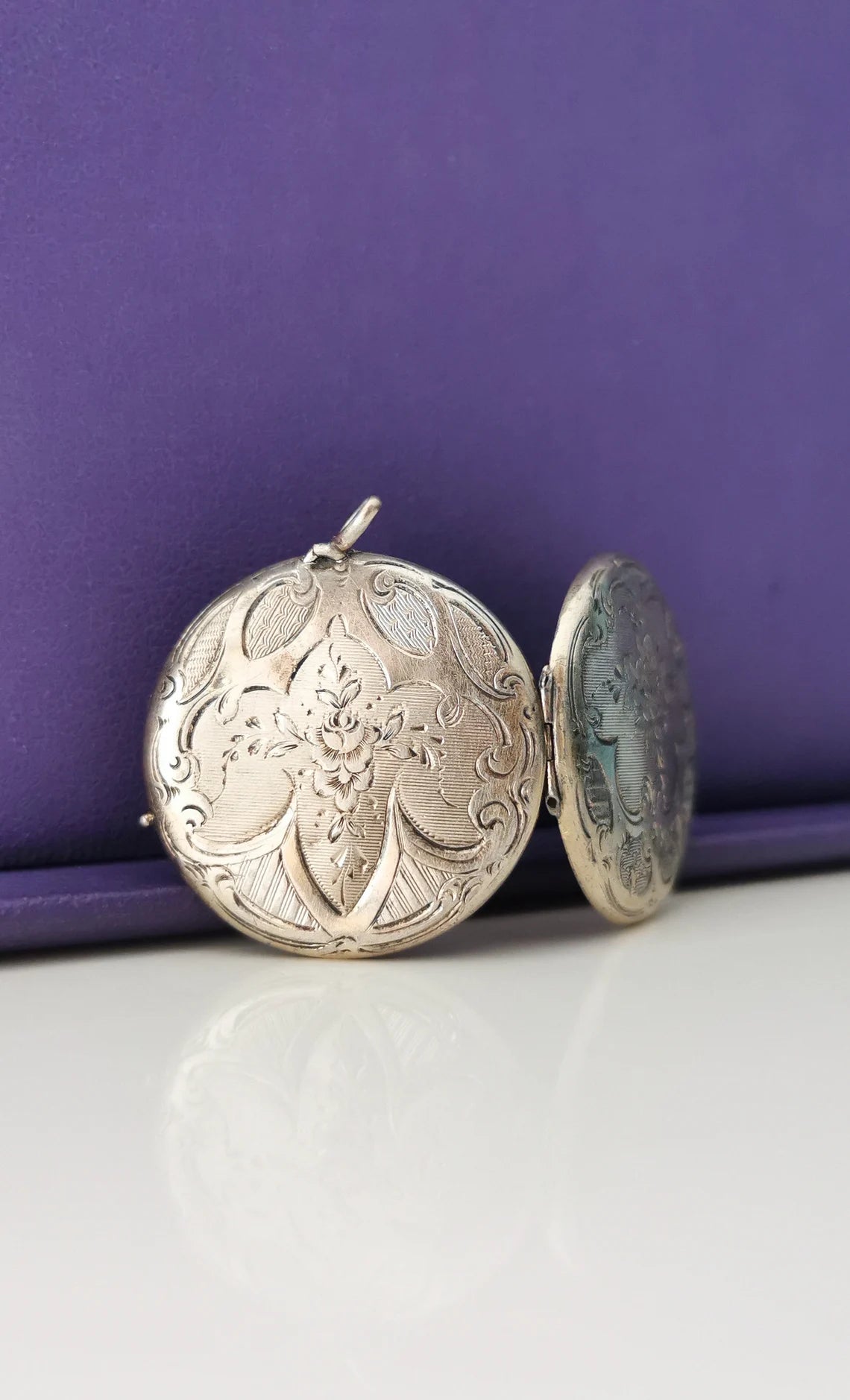 1890s Antique Locket Art Nouveau Silver Photo Holder Locket Gift for Her