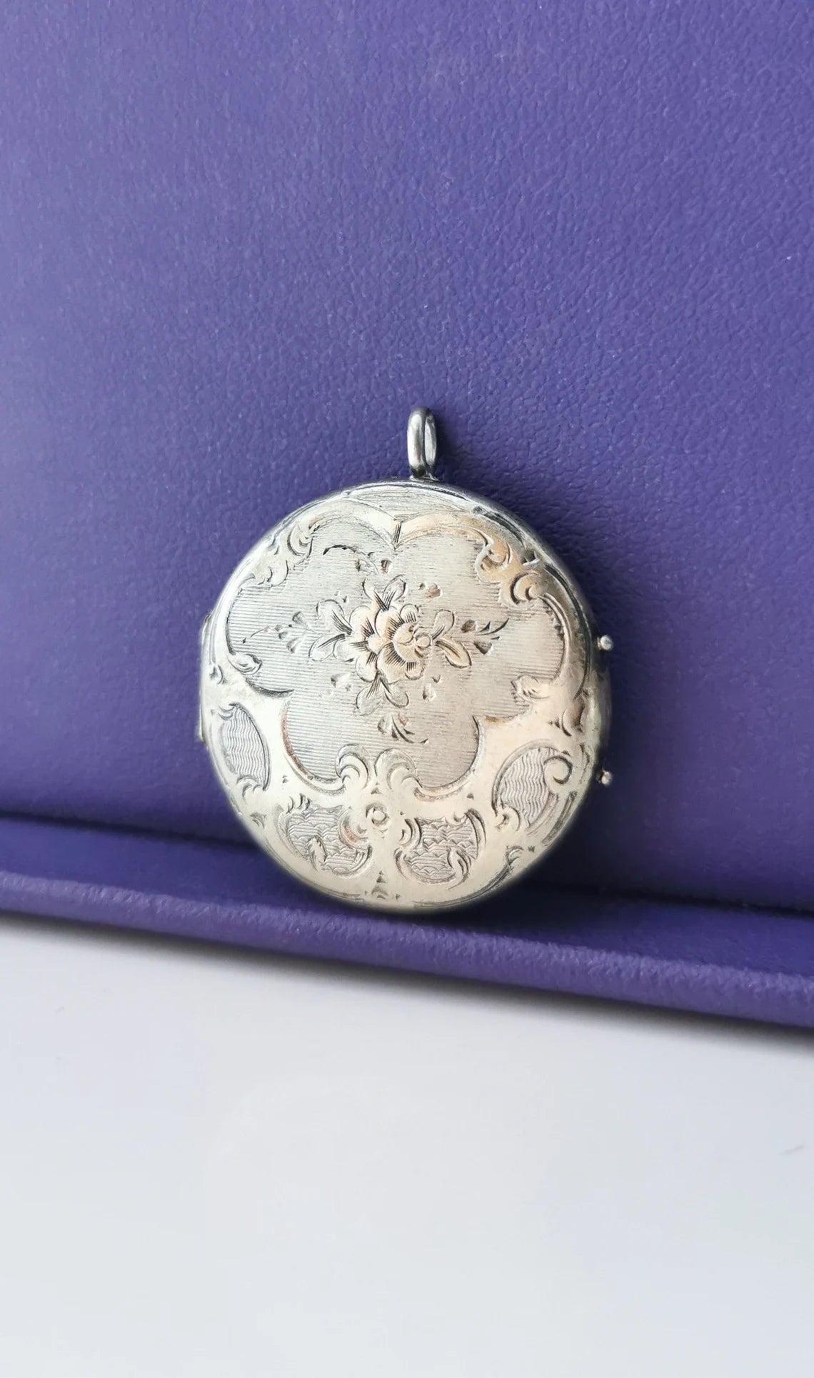 1890s Antique Locket Art Nouveau Silver Photo Holder Locket Gift for Her