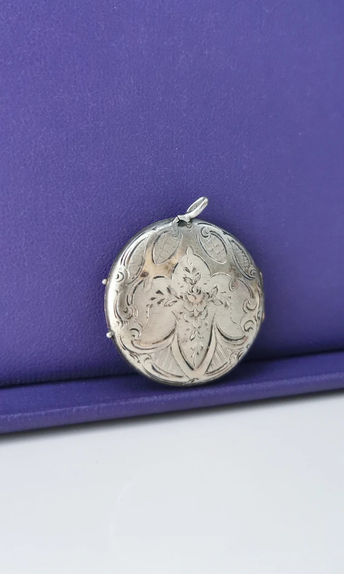 1890s Antique Locket Art Nouveau Silver Photo Holder Locket Gift for Her