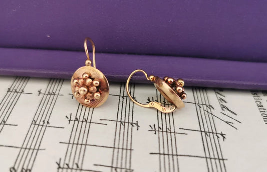 18K Antique Rose Gold Drop earrings Victorian Earrings Gold Earrings Napoleon III Earrings XIX century Drop Earring Vintage gold earring