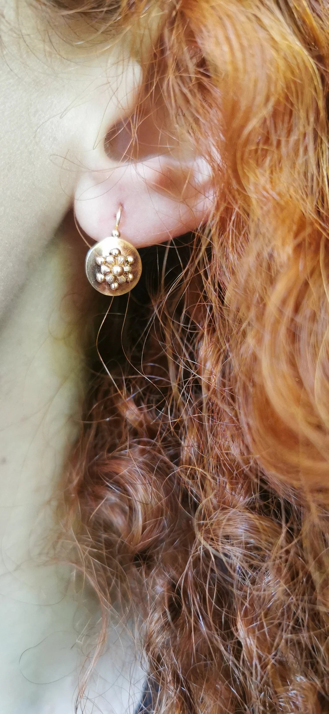 18K Antique Rose Gold Drop earrings Victorian Earrings Gold Earrings Napoleon III Earrings XIX century Drop Earring Vintage gold earring