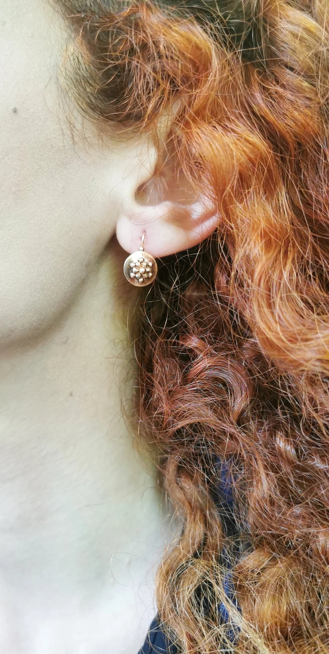 18K Antique Rose Gold Drop earrings Victorian Earrings Gold Earrings Napoleon III Earrings XIX century Drop Earring Vintage gold earring