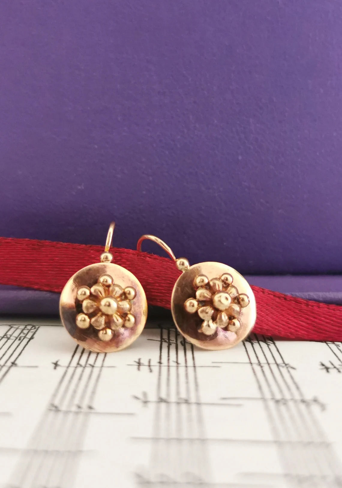 18K Antique Rose Gold Drop earrings Victorian Earrings Gold Earrings Napoleon III Earrings XIX century Drop Earring Vintage gold earring