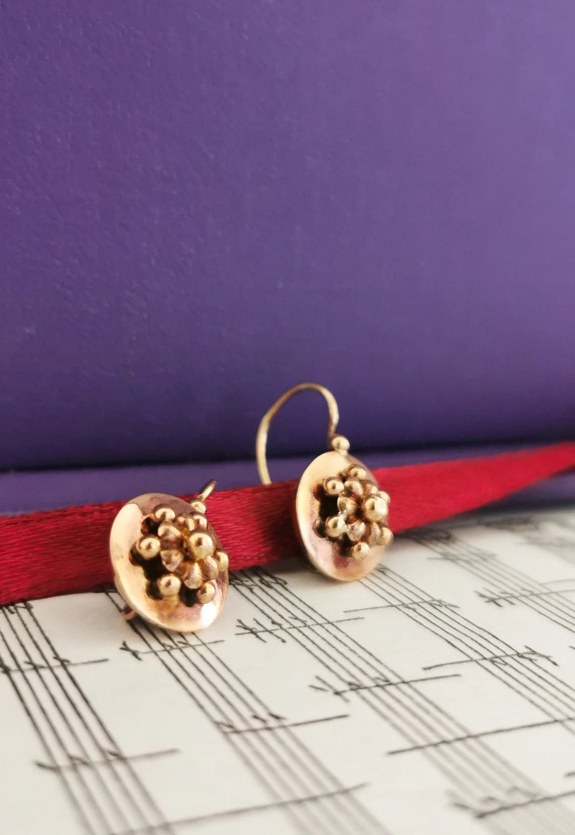 18K Antique Rose Gold Drop earrings Victorian Earrings Gold Earrings Napoleon III Earrings XIX century Drop Earring Vintage gold earring