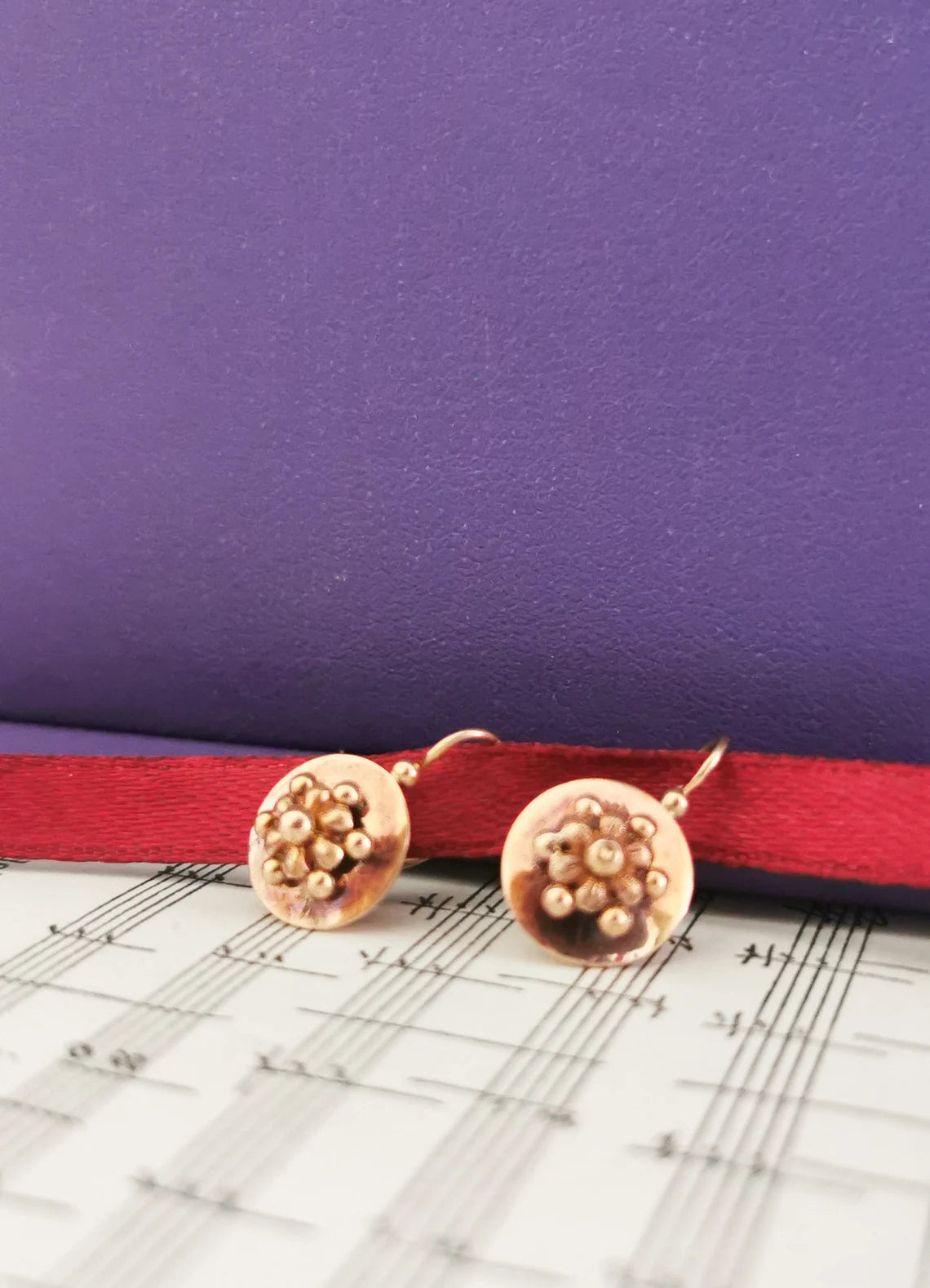 18K Antique Rose Gold Drop earrings Victorian Earrings Gold Earrings Napoleon III Earrings XIX century Drop Earring Vintage gold earring