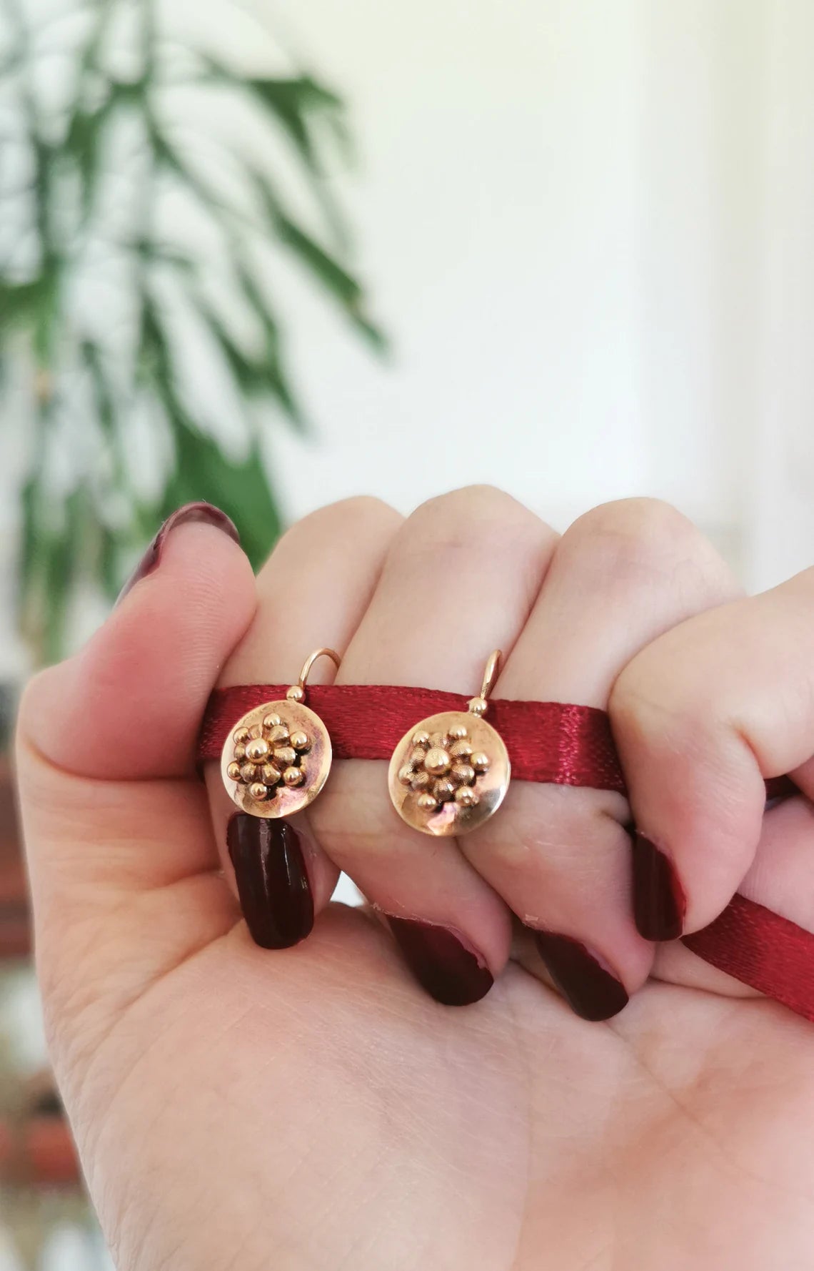 18K Antique Rose Gold Drop earrings Victorian Earrings Gold Earrings Napoleon III Earrings XIX century Drop Earring Vintage gold earring