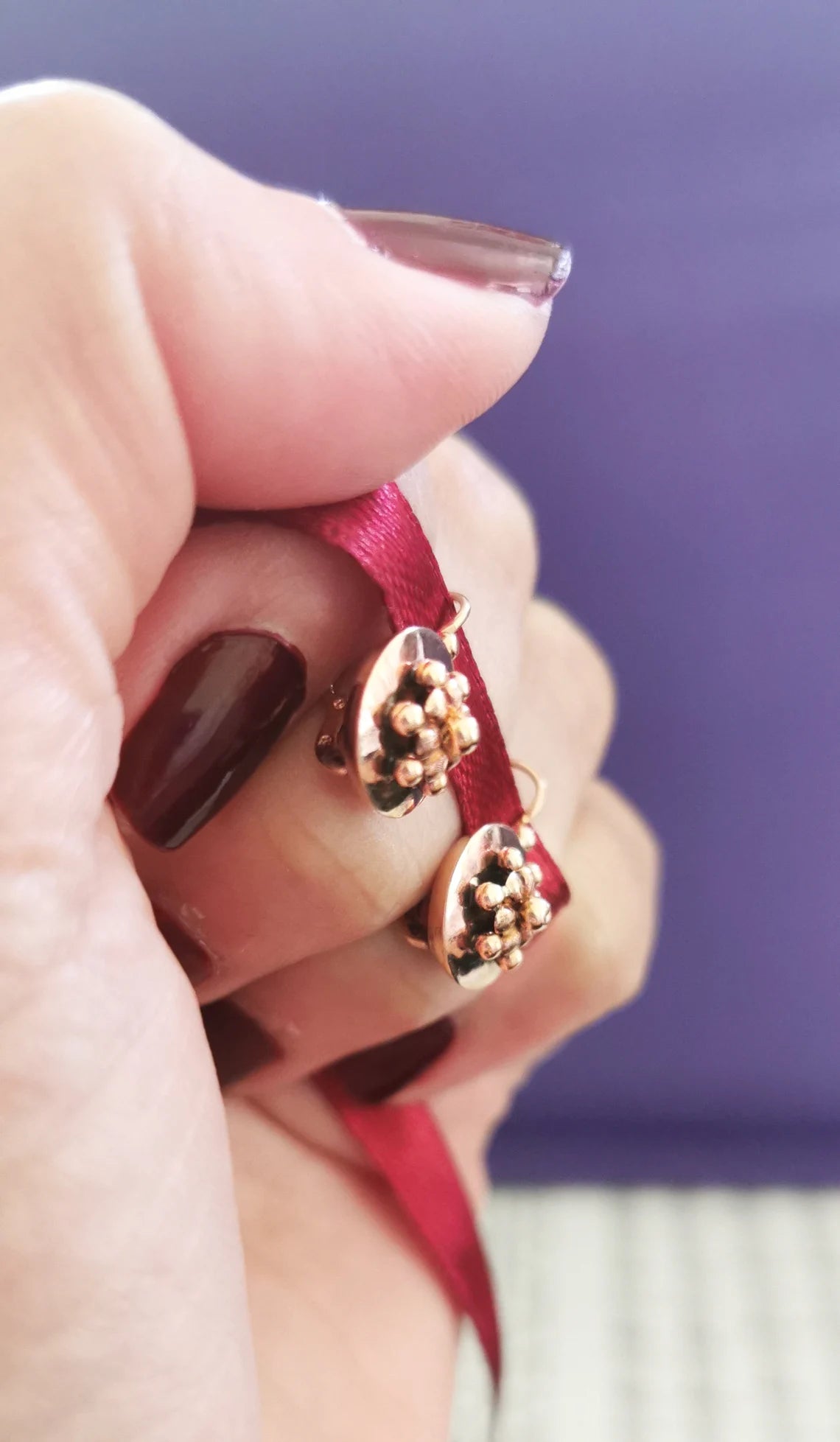 18K Antique Rose Gold Drop earrings Victorian Earrings Gold Earrings Napoleon III Earrings XIX century Drop Earring Vintage gold earring