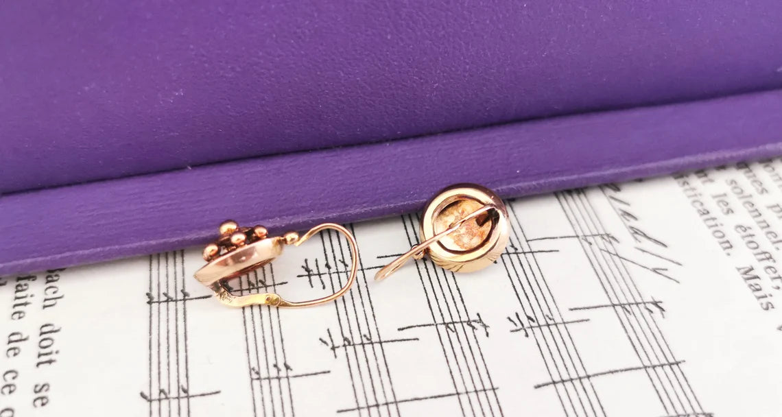 18K Antique Rose Gold Drop earrings Victorian Earrings Gold Earrings Napoleon III Earrings XIX century Drop Earring Vintage gold earring