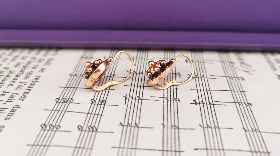 18K Antique Rose Gold Drop earrings Victorian Earrings Gold Earrings Napoleon III Earrings XIX century Drop Earring Vintage gold earring