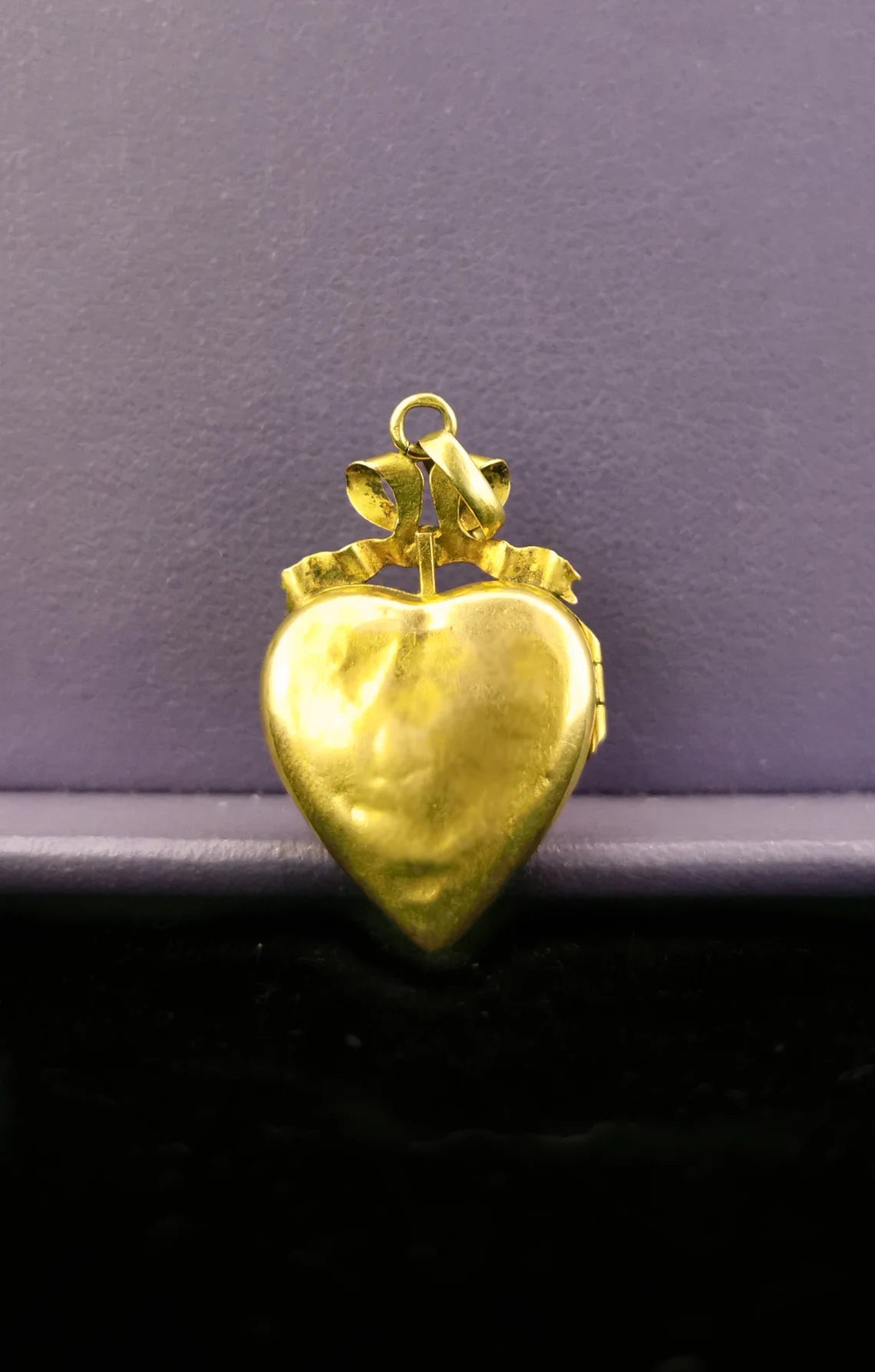 18K Art Nouveau Heart Locket Antique c 1900 Locket 18K Gold Heart Pendant with yellow gold glass stone and natural pearl