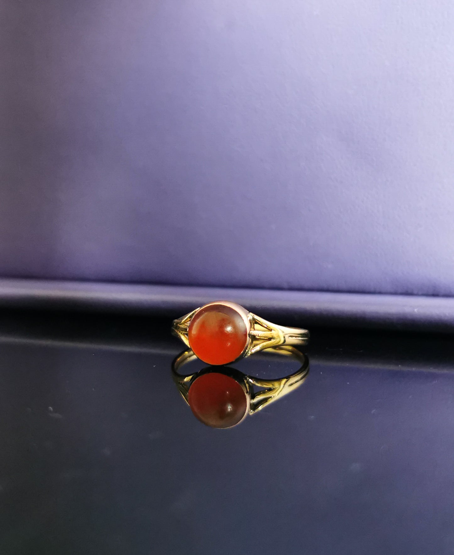 18K Antique Carnelian Ring 1900s Edwardian Carnelian Ring