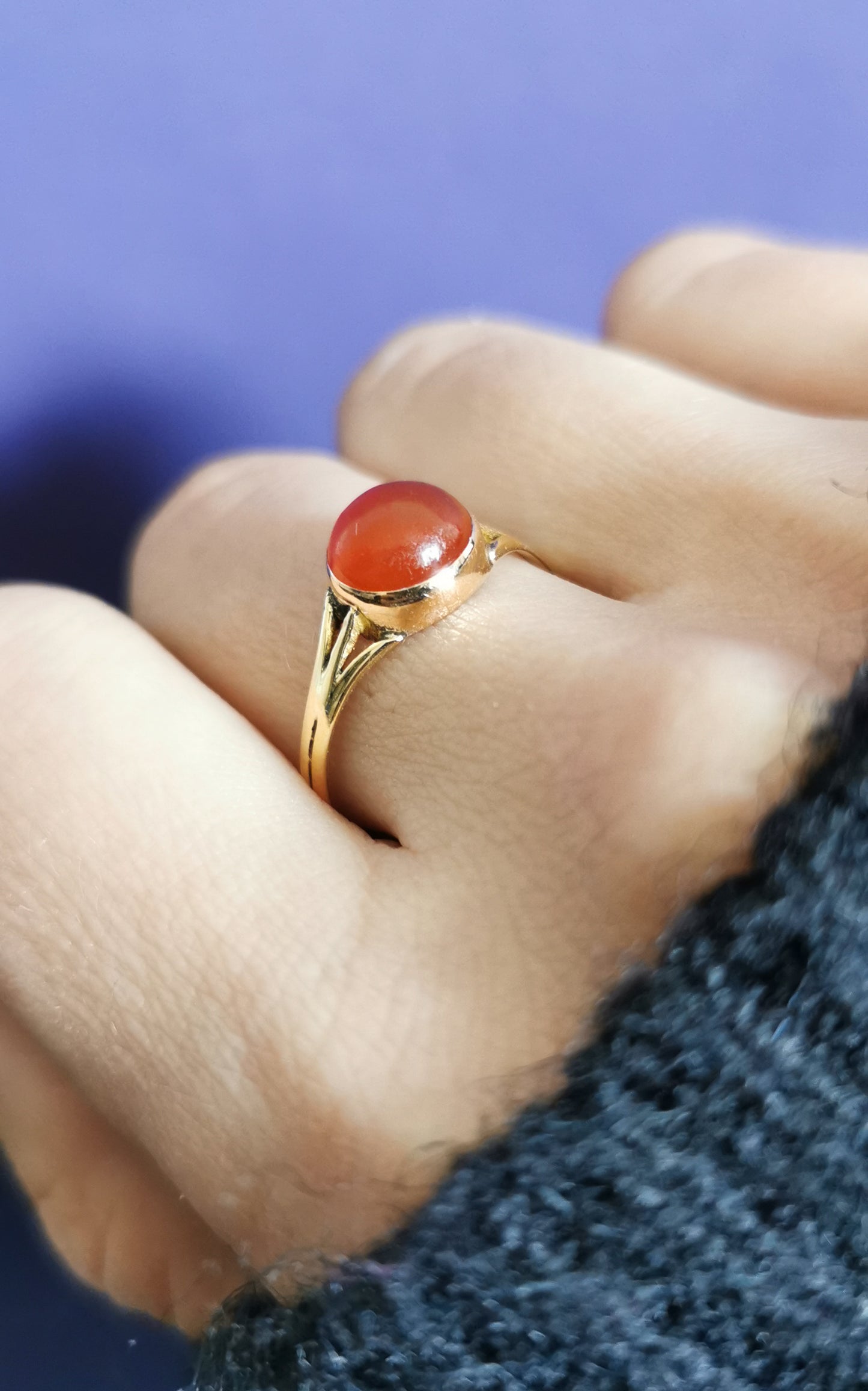 18K Antique Carnelian Ring 1900s Edwardian Carnelian Ring