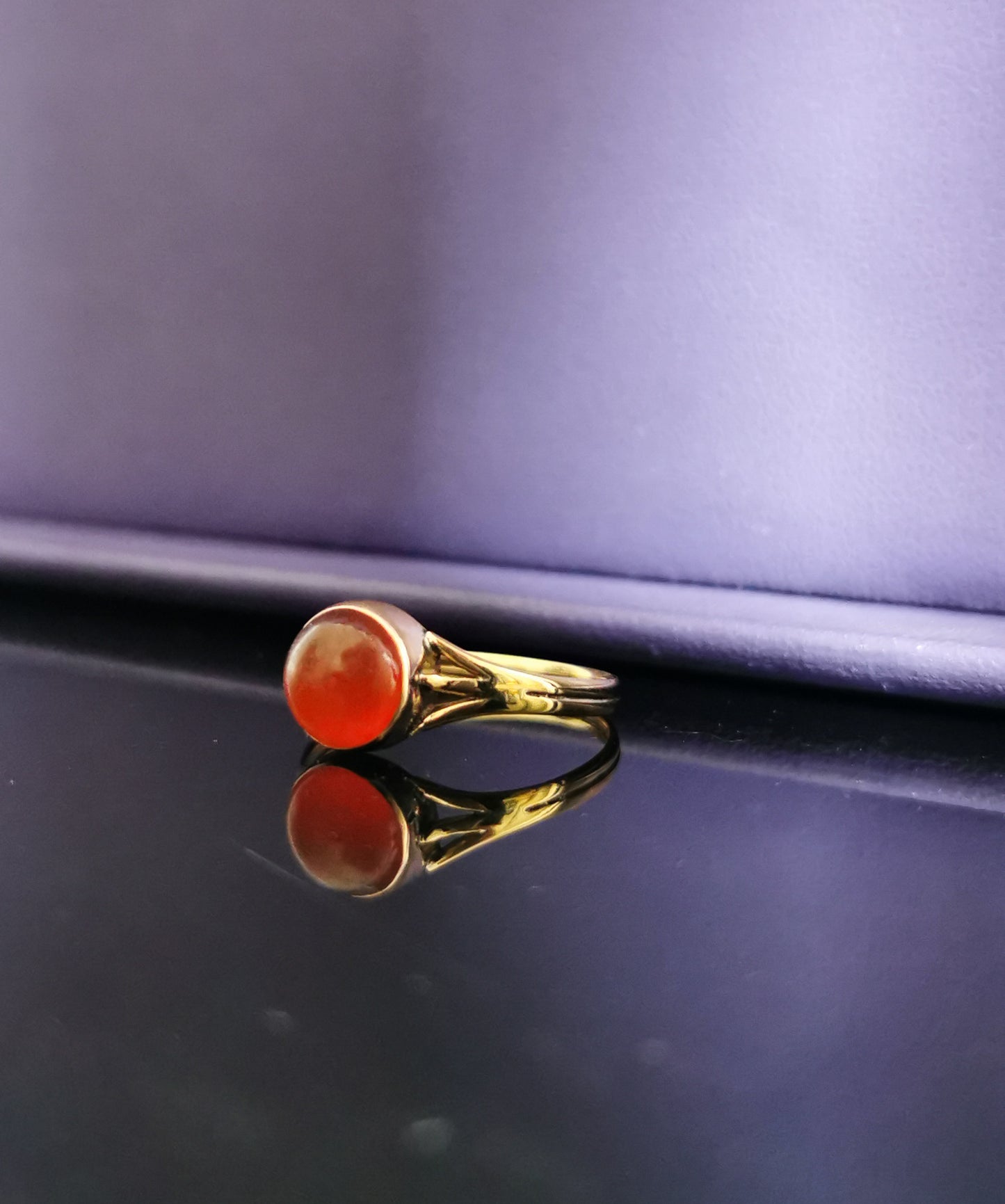18K Antique Carnelian Ring 1900s Edwardian Carnelian Ring