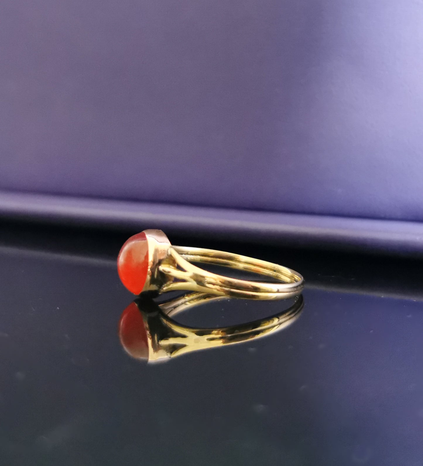 18K Antique Carnelian Ring 1900s Edwardian Carnelian Ring