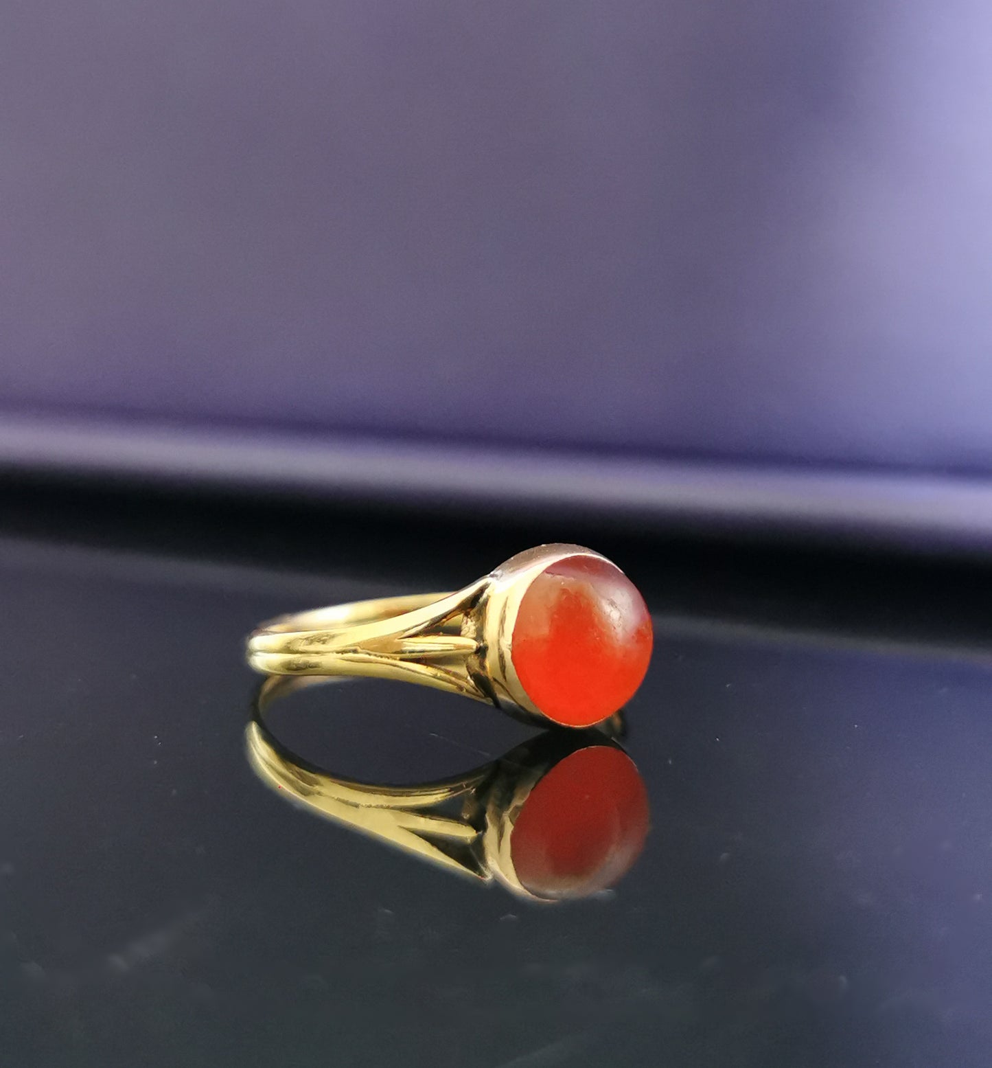 18K Antique Carnelian Ring 1900s Edwardian Carnelian Ring