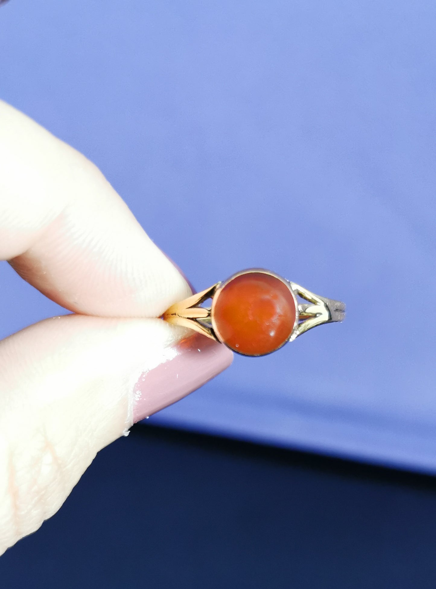 18K Antique Carnelian Ring 1900s Edwardian Carnelian Ring