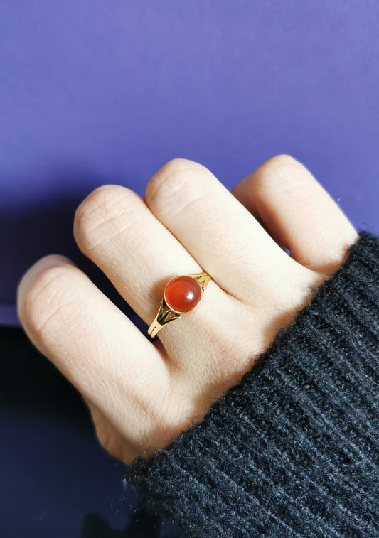18K Antique Carnelian Ring 1900s Edwardian Carnelian Ring