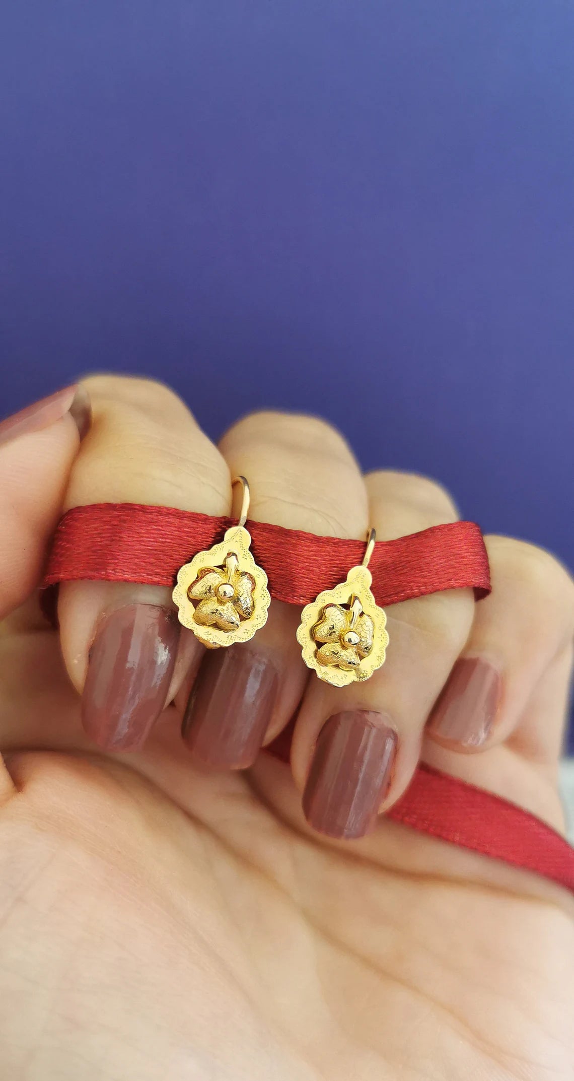 18K Gold Antique Day & Night Earrings Victorian Earrings Gold Earrings Napoleon III Earrings XIX century Drop Earrings gift for her