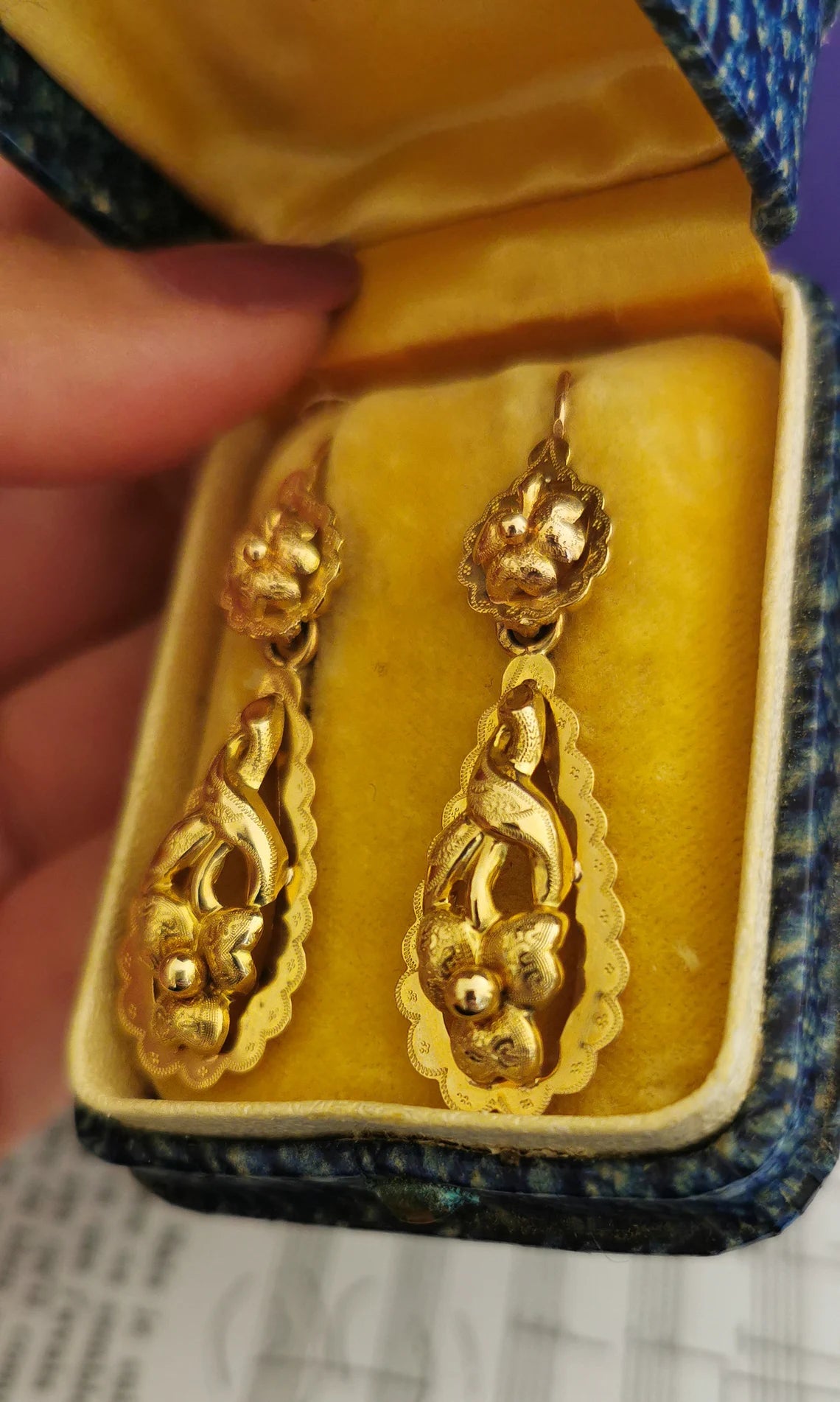 18K Gold Antique Day & Night Earrings Victorian Earrings Gold Earrings Napoleon III Earrings XIX century Drop Earrings gift for her