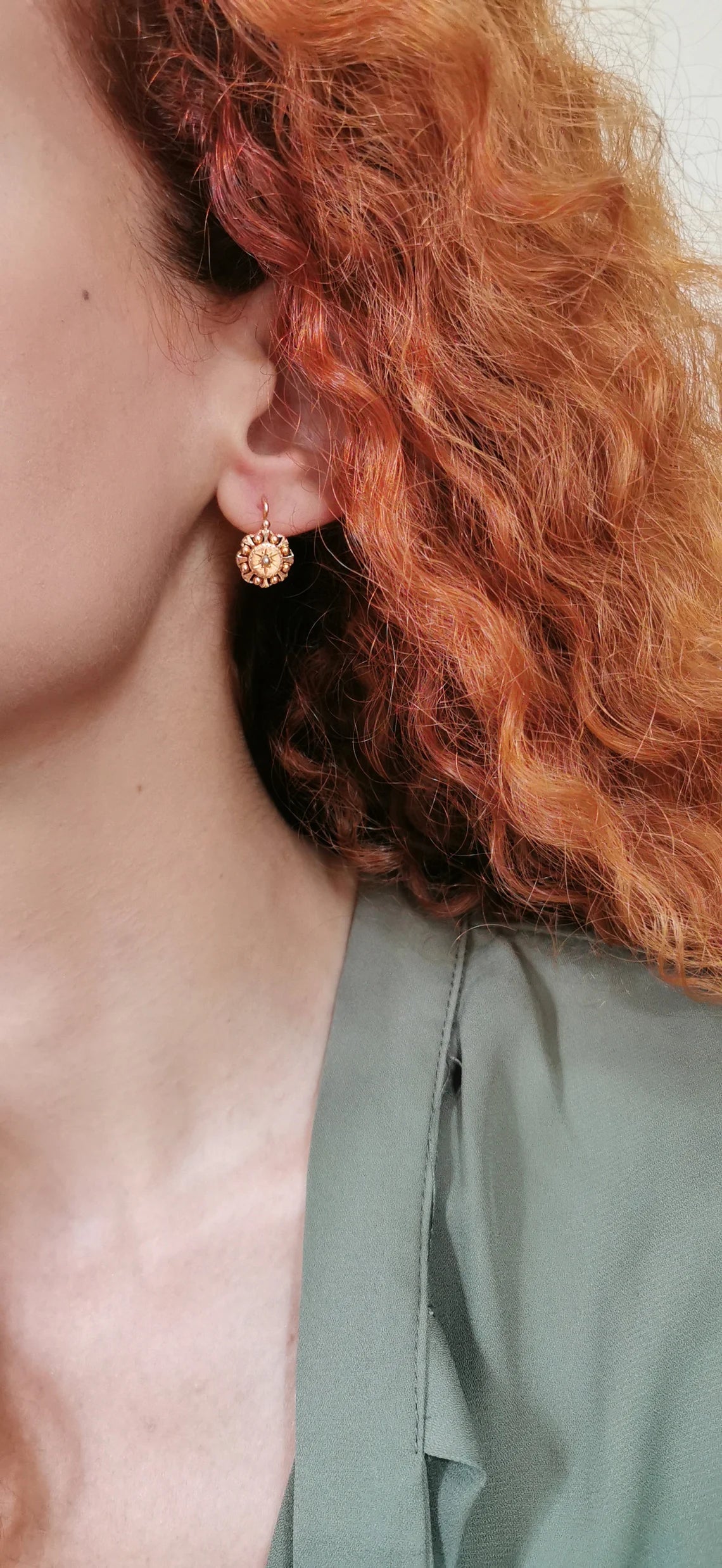 18K Gold Antique Dormeuses Victorian Earrings Gold Earrings with Pearl Napoleon III 18K Gold Earrings gift for her XIX century gold earrings