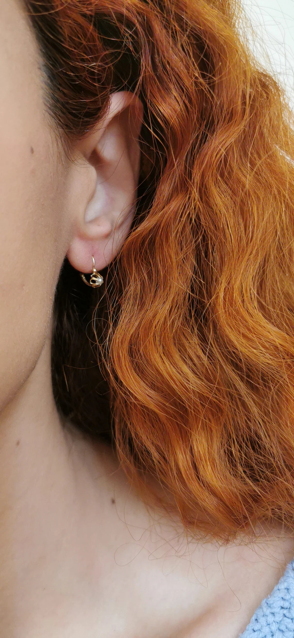 18K Gold & Pearl Antique Dormeuses Edwardian Pearl Earrings 18ct Gold French earrings Antique 18K Gold Earrings gift for her