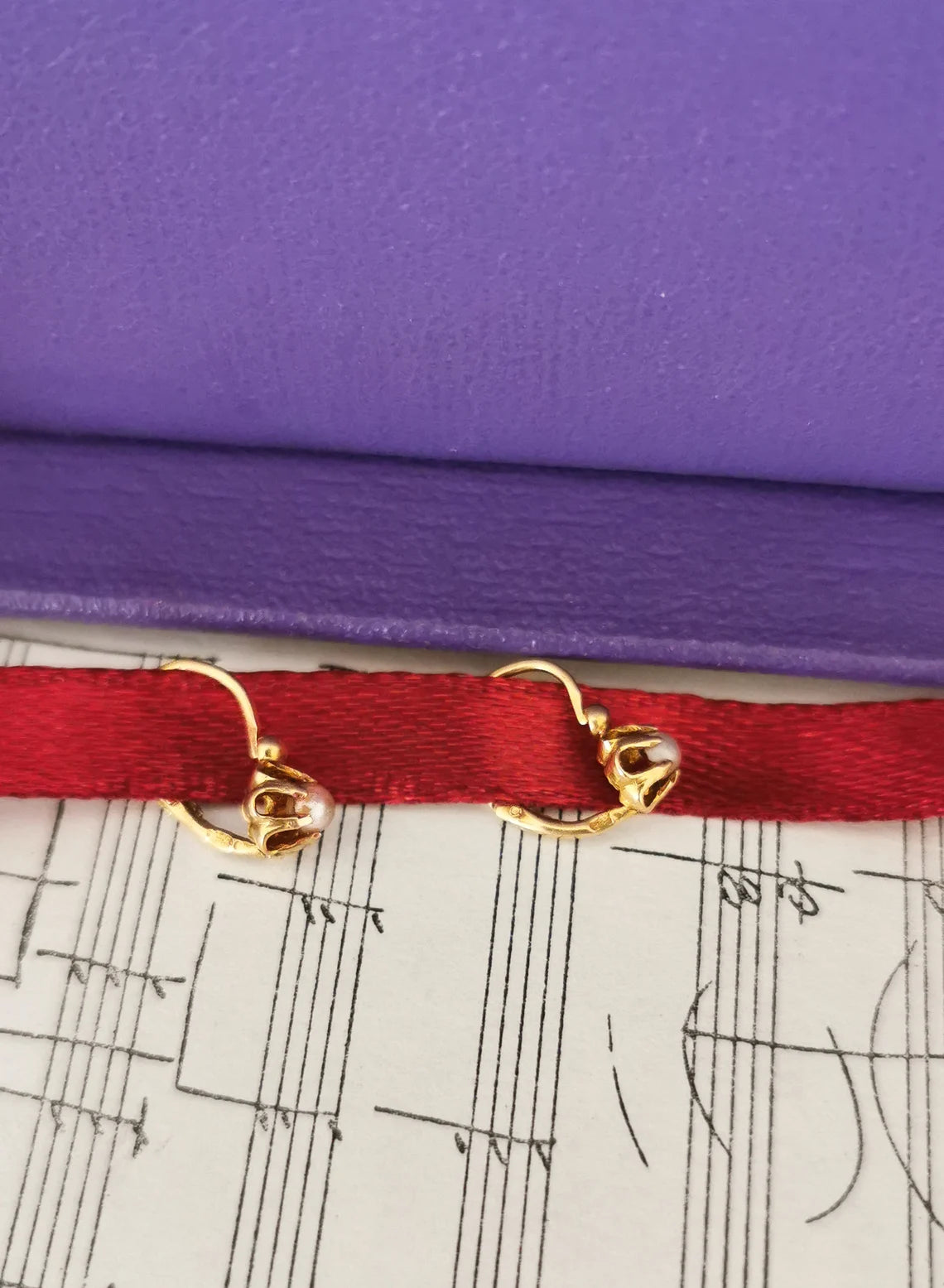 18K Gold & Pearl Antique Dormeuses Edwardian Pearl Earrings 18ct Gold French earrings Antique 18K Gold Earrings gift for her