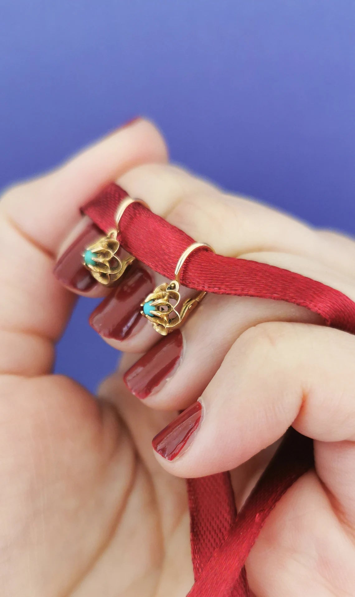18K Gold & Turquoise Antique Dormeuses Edwardian Turquoise Earrings 18ct Gold French earrings Antique 18K Gold Earrings gift for her