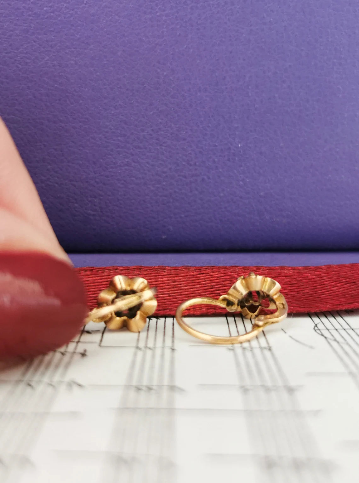 18K Gold & Turquoise Antique Dormeuses Edwardian Turquoise Earrings 18ct Gold French earrings Antique 18K Gold Earrings gift for her