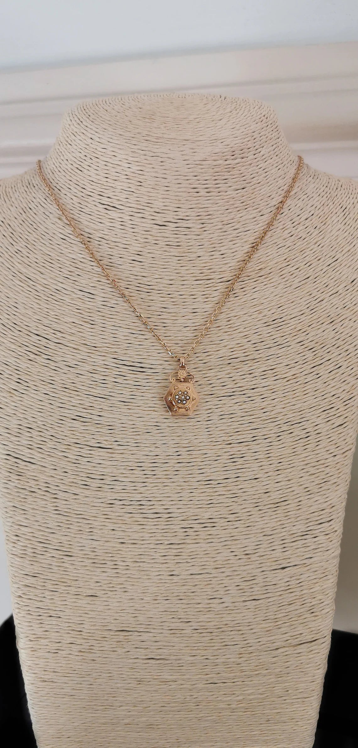 18K Pendant Edwardian pendant Antique French 18K Gold pendant with natural seed pearl gift for her Antique Seed Pearl Pendant gift for wife