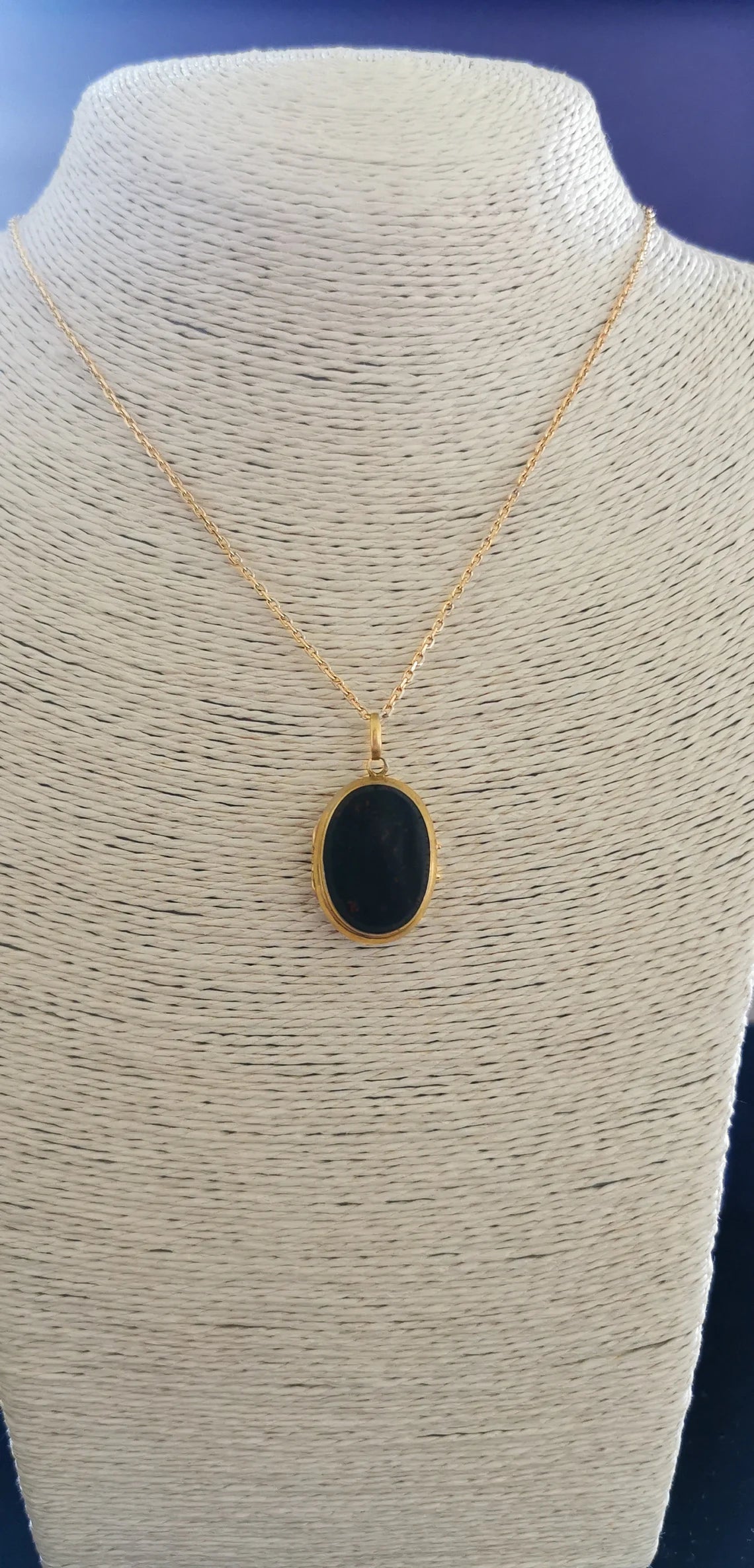 18ct Antique victorian Locket 1850 s Victorian Blood stone locket with glass partition napoleon III locket Antique French Locket