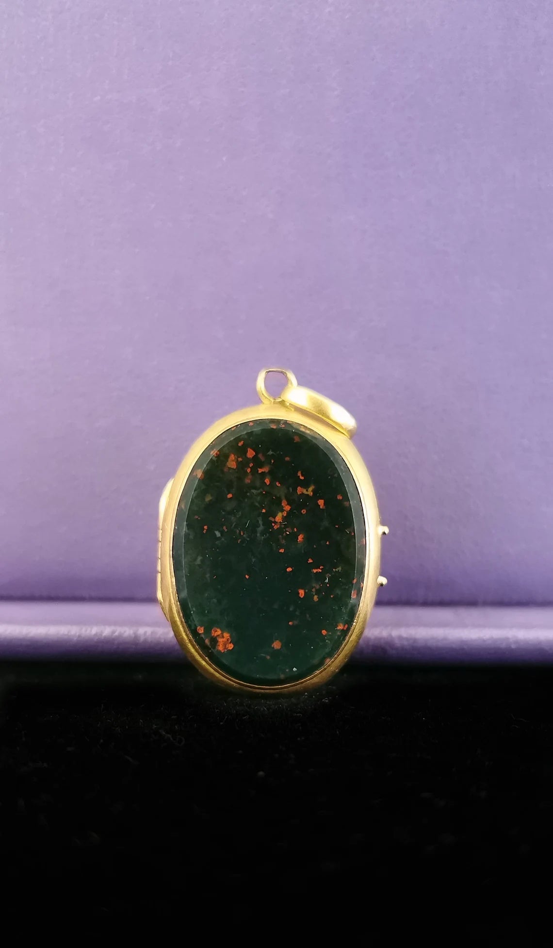 18ct Antique victorian Locket 1850 s Victorian Blood stone locket with glass partition napoleon III locket Antique French Locket