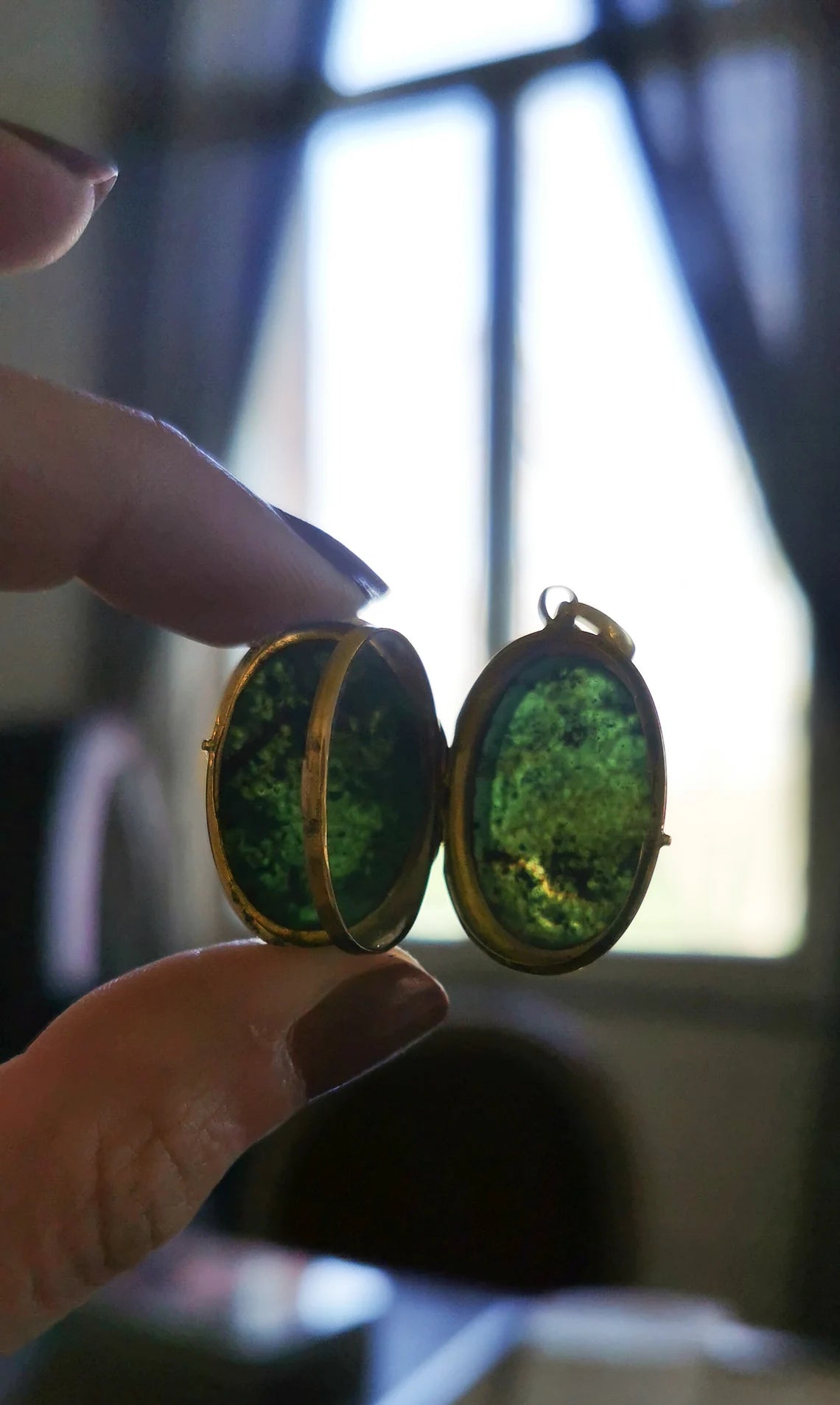 18ct Antique victorian Locket 1850 s Victorian Blood stone locket with glass partition napoleon III locket Antique French Locket