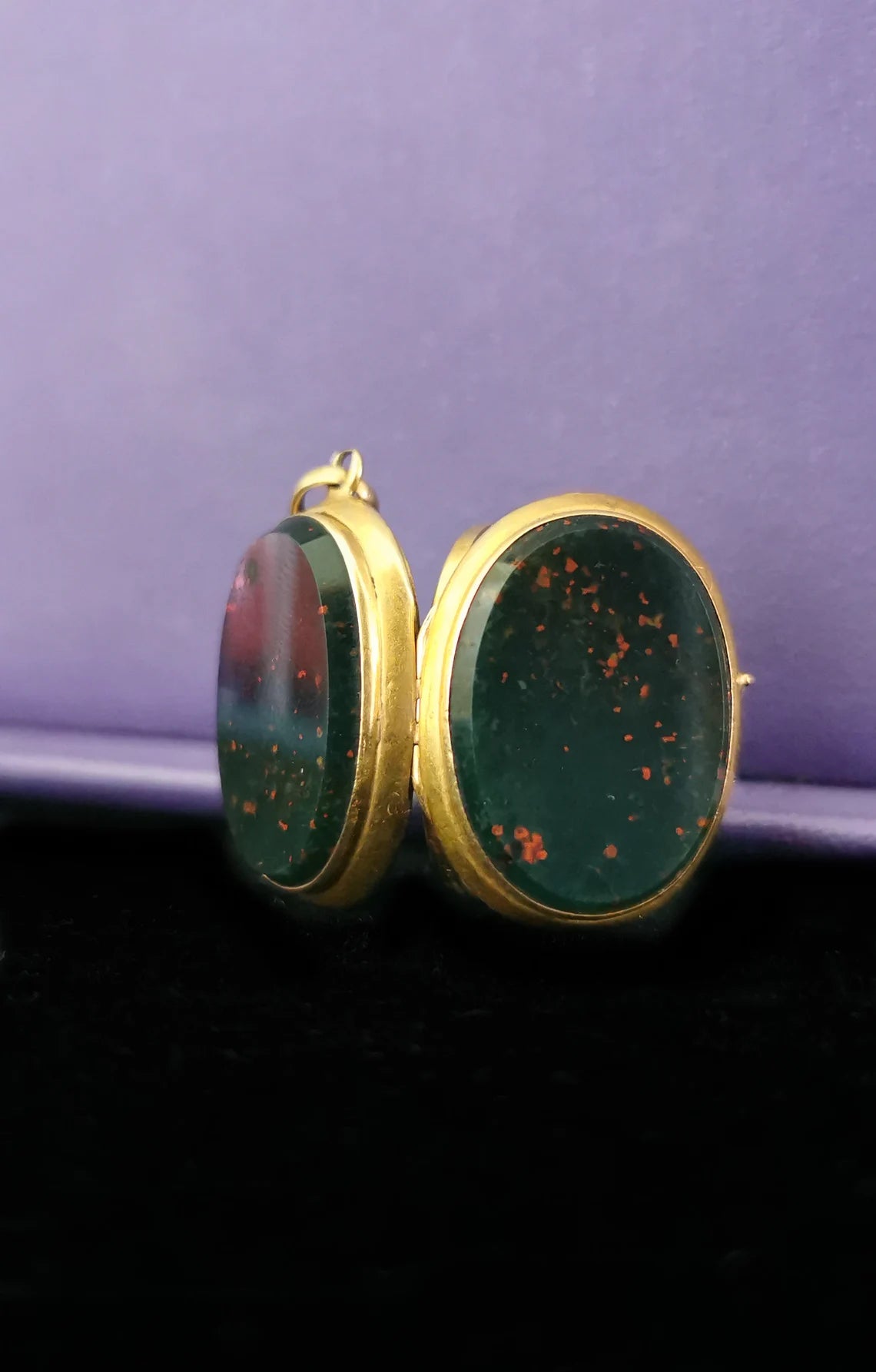 18ct Antique victorian Locket 1850 s Victorian Blood stone locket with glass partition napoleon III locket Antique French Locket