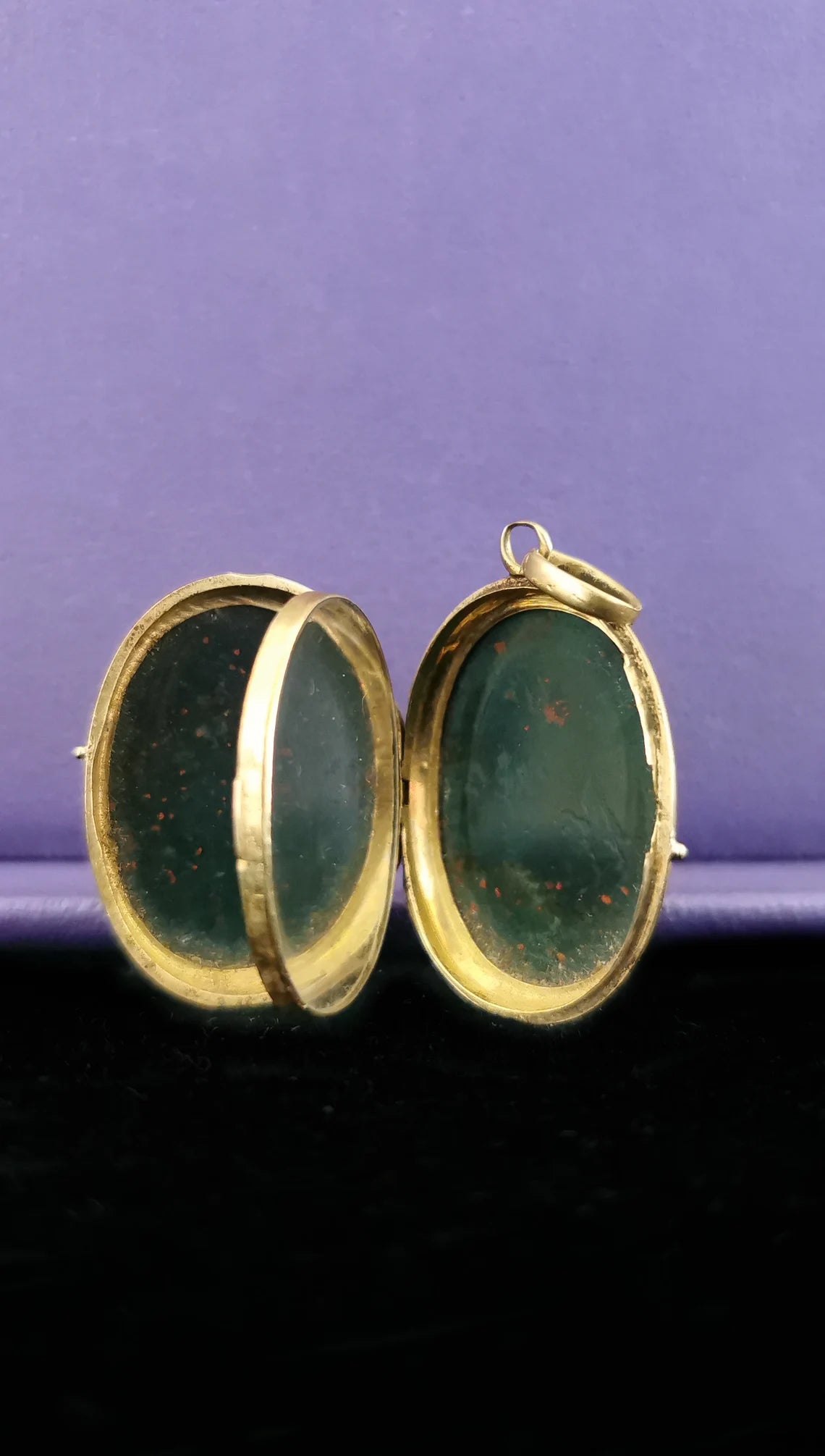 18ct Antique victorian Locket 1850 s Victorian Blood stone locket with glass partition napoleon III locket Antique French Locket