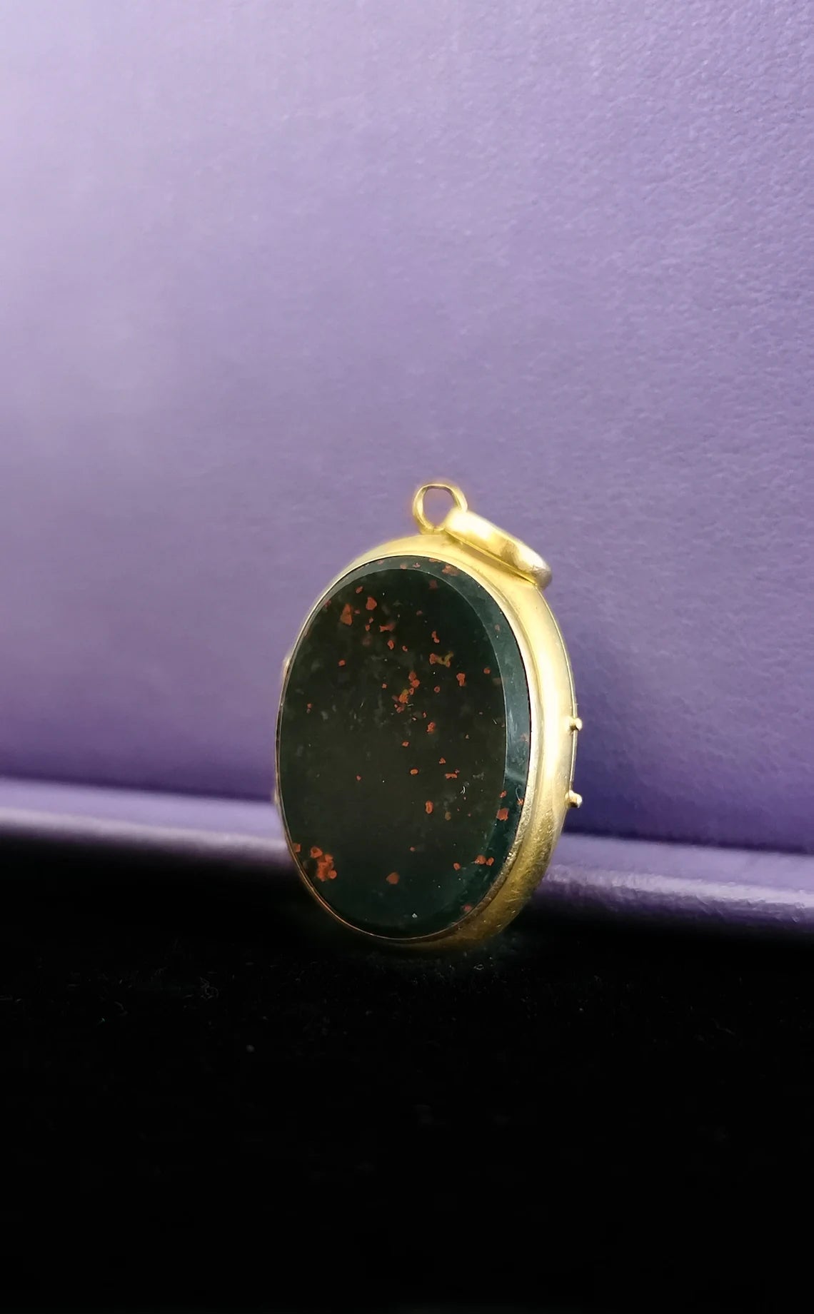 18ct Antique victorian Locket 1850 s Victorian Blood stone locket with glass partition napoleon III locket Antique French Locket