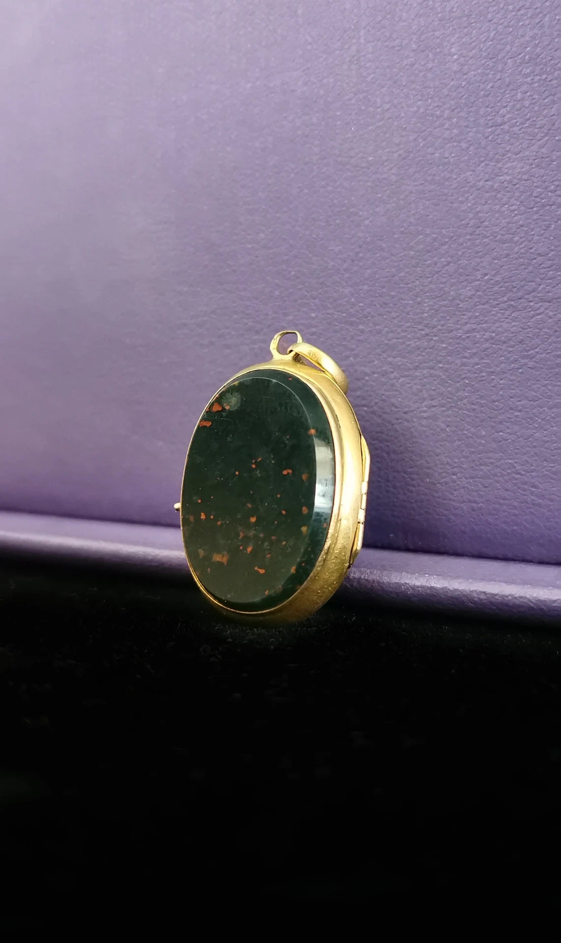 18ct Antique victorian Locket 1850 s Victorian Blood stone locket with glass partition napoleon III locket Antique French Locket