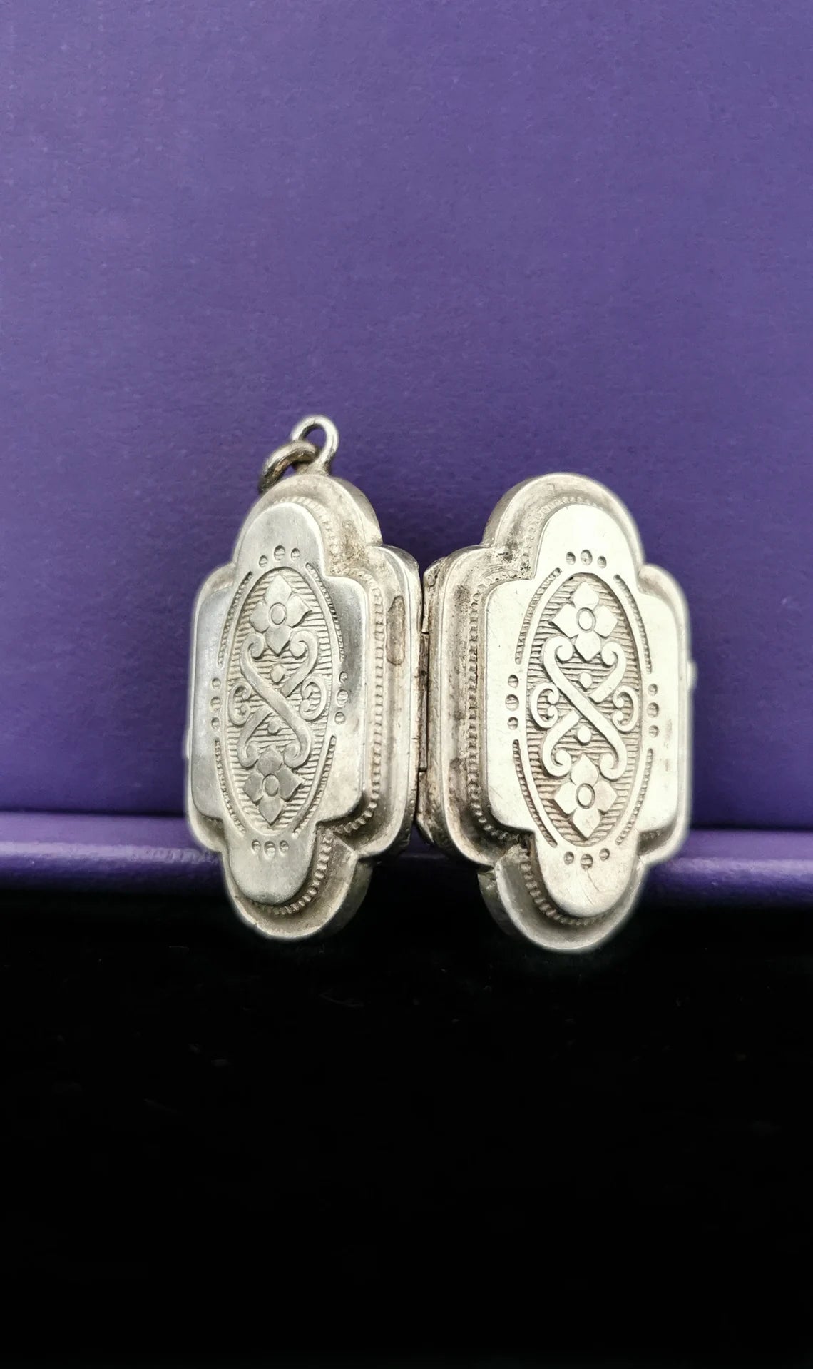 1900 Antique Silver Engraved Locket Antique XX century Locket Edwardian silver locket gift for him gift for her