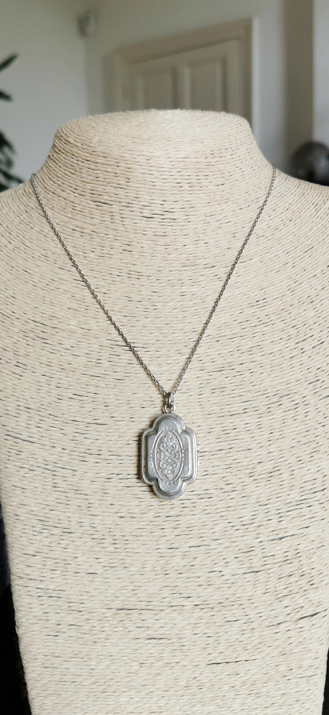 1900 Antique Silver Engraved Locket Antique XX century Locket Edwardian silver locket gift for him gift for her