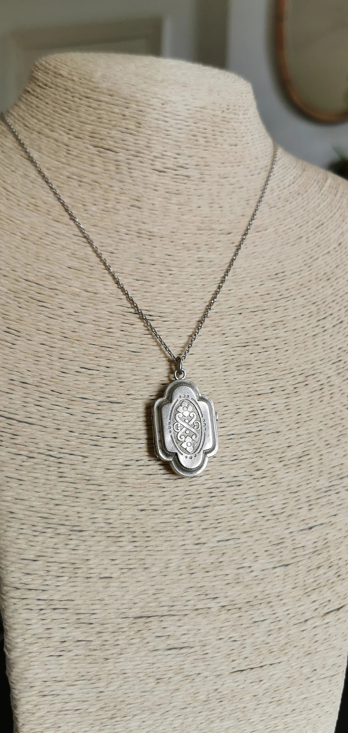 1900 Antique Silver Engraved Locket Antique XX century Locket Edwardian silver locket gift for him gift for her