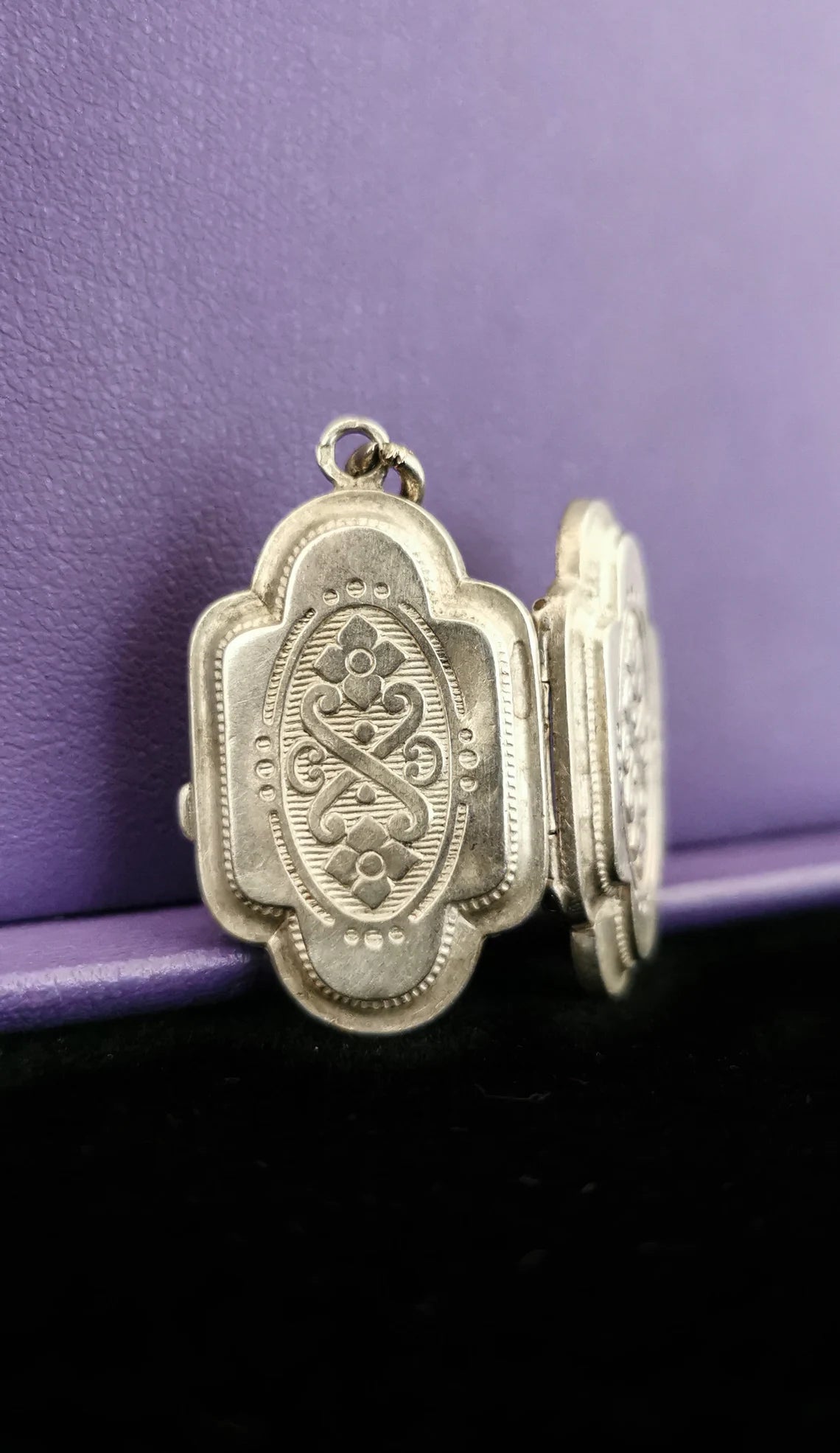 1900 Antique Silver Engraved Locket Antique XX century Locket Edwardian silver locket gift for him gift for her